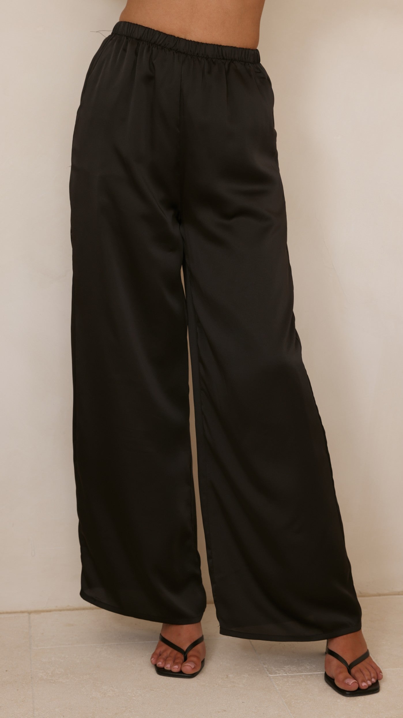 Hayleigh Asymmetrical Top and Pants Set - Black/Lace - Billy J