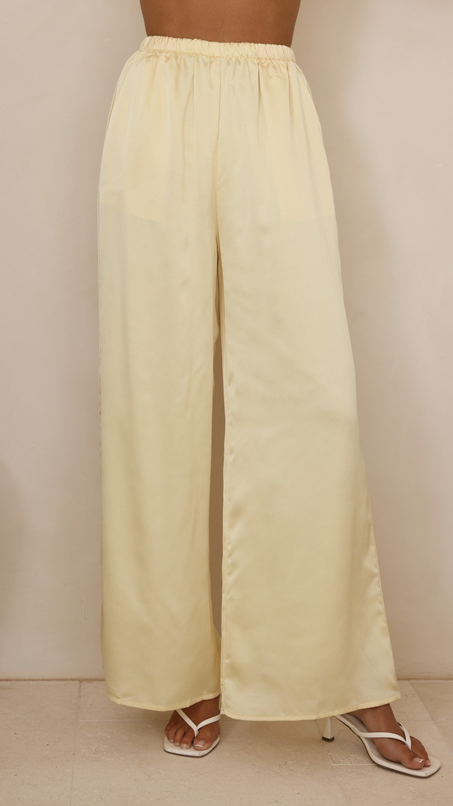 Hayleigh Asymmetrical Top and Pants Set - Yellow/Lace - Billy J