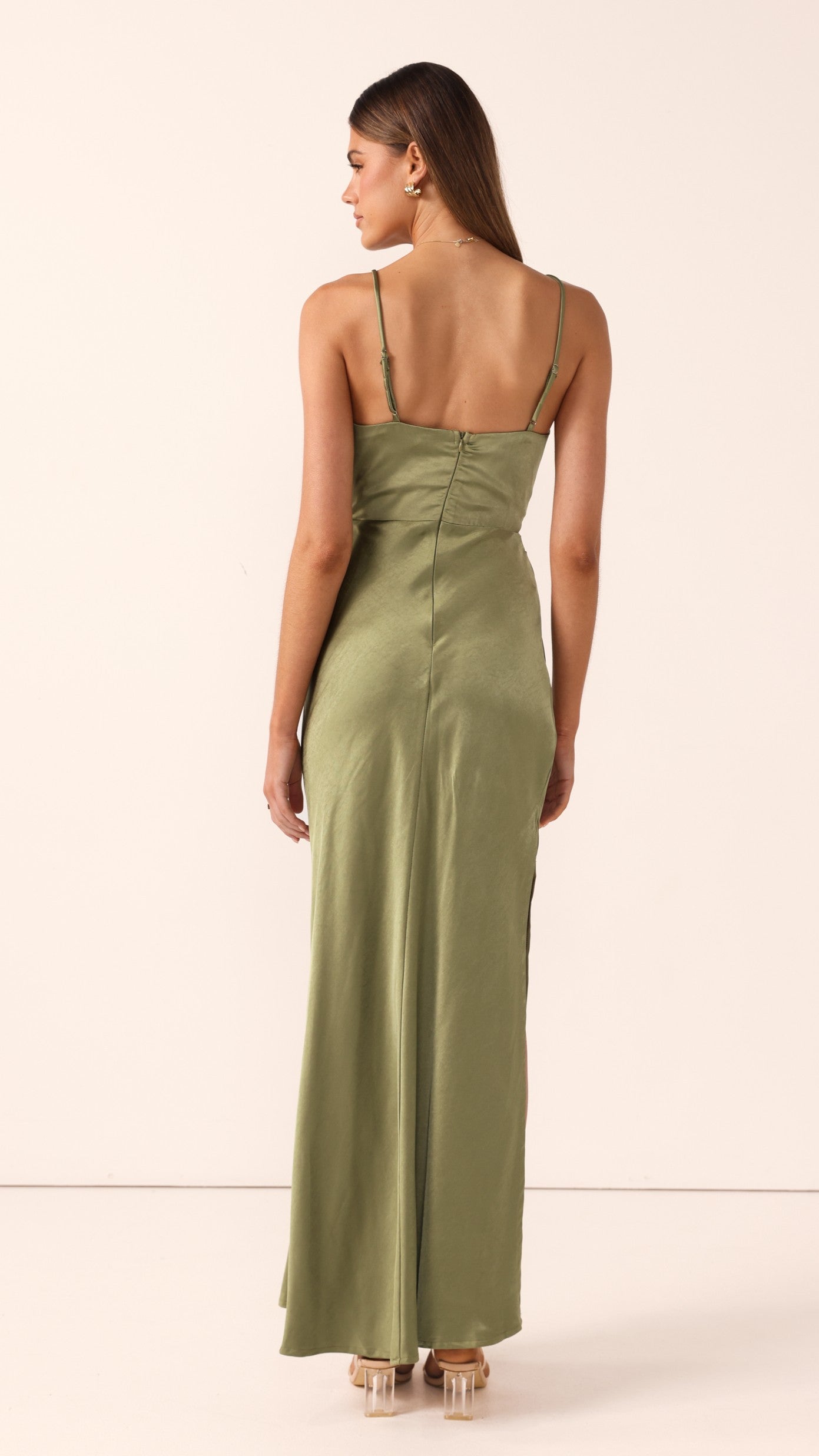 Yasmeen Tie Front Maxi Dress - Olive - Billy J