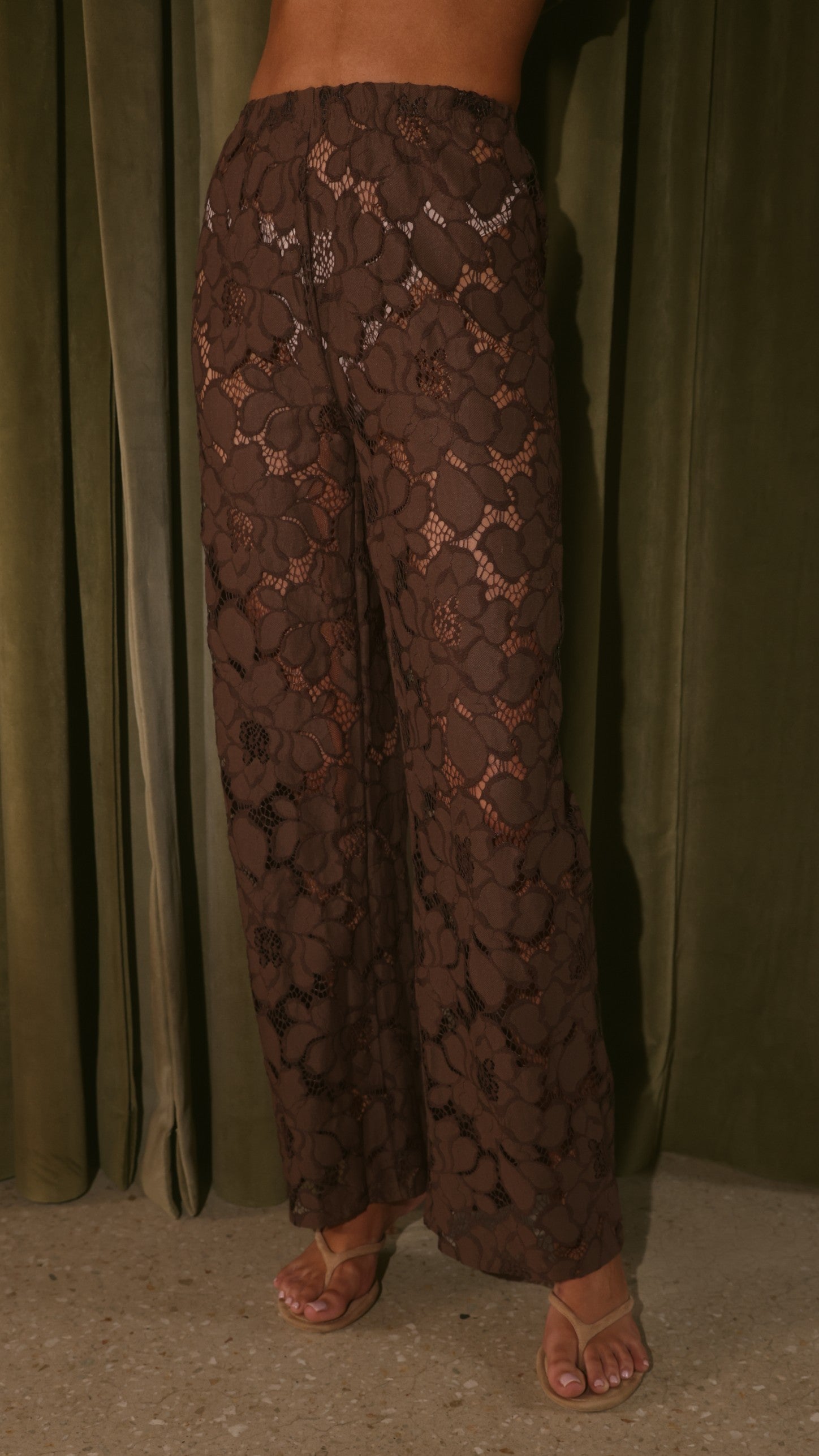 Katharine Lace Top and Pants Set - Chocolate - Billy J