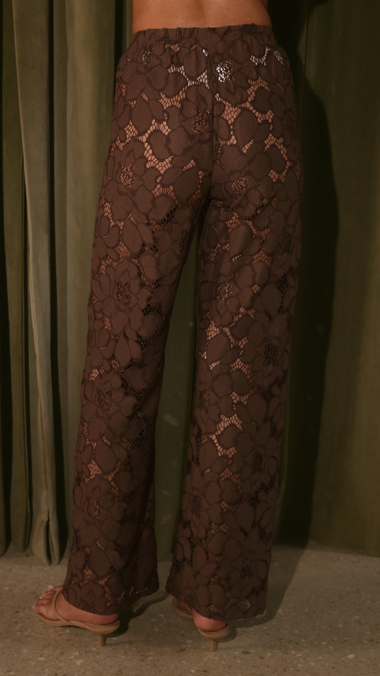 Katharine Lace Top and Pants Set - Chocolate - Billy J