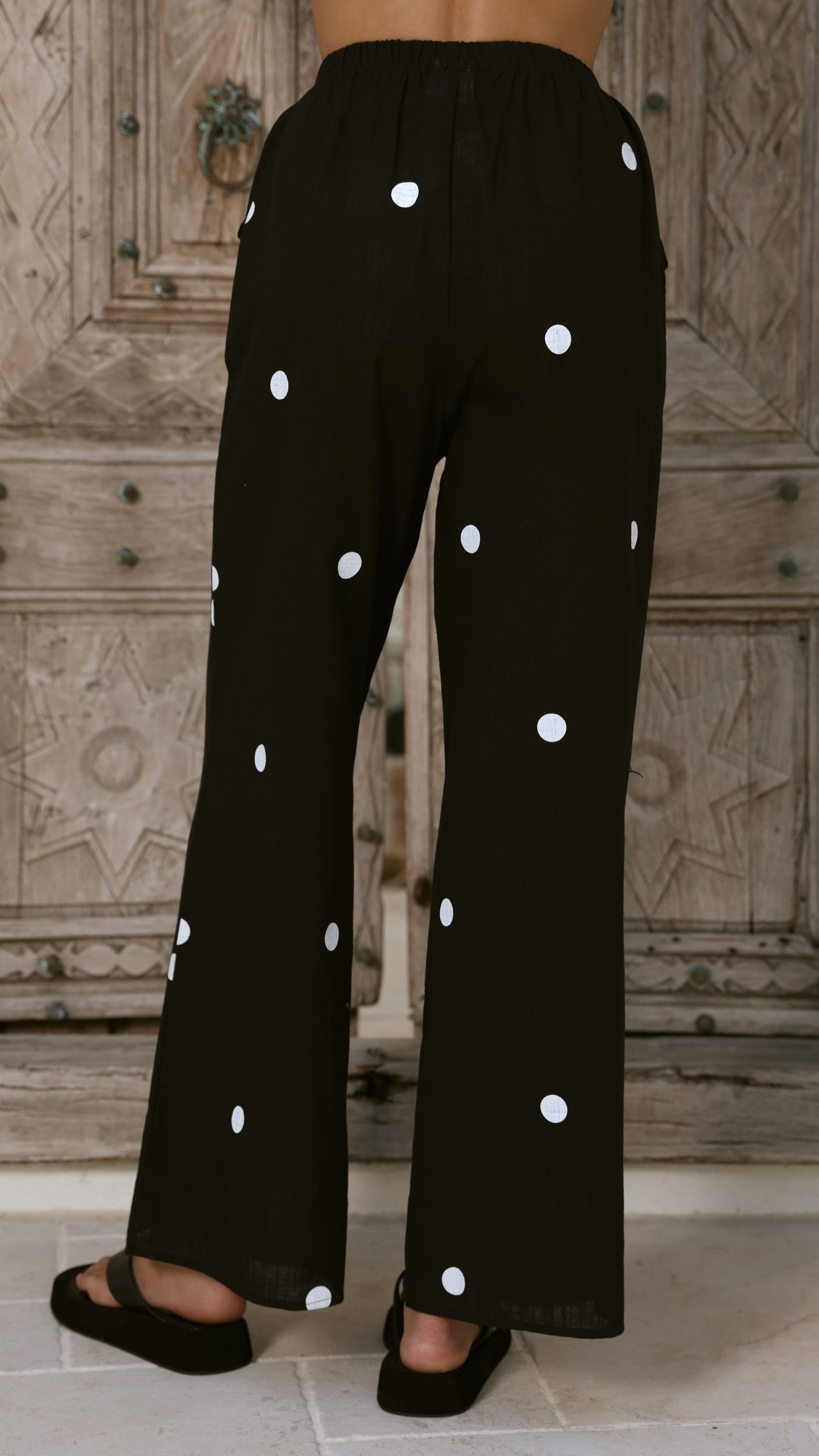 Kailani Strapless Top and Pants Set - Black/White Polka - Billy J