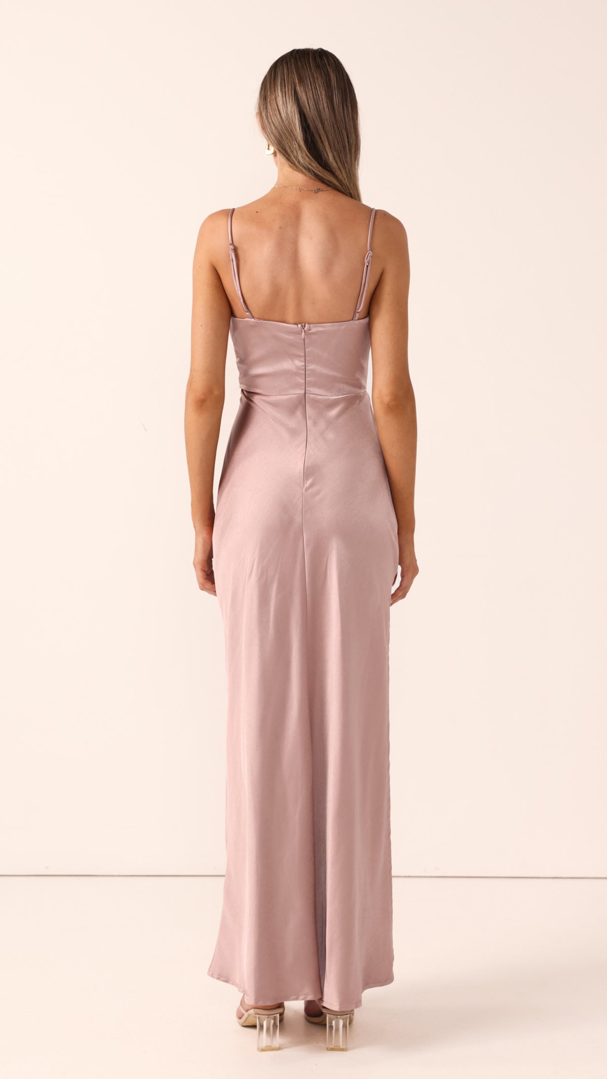 Yasmeen Tie Front Maxi Dress - Dusty Pink - Billy J