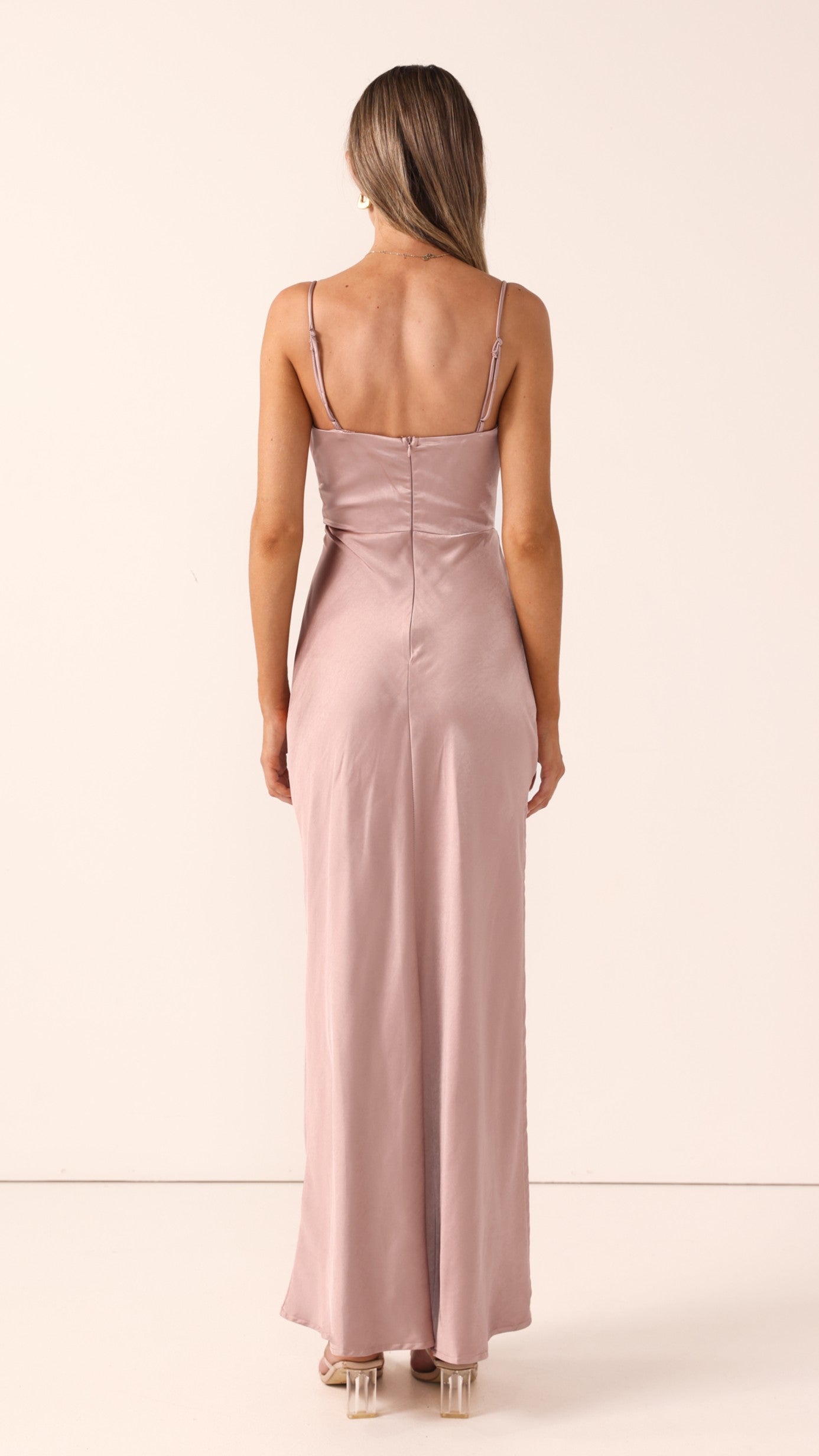 Yasmeen Tie Front Maxi Dress - Dusty Pink - Billy J