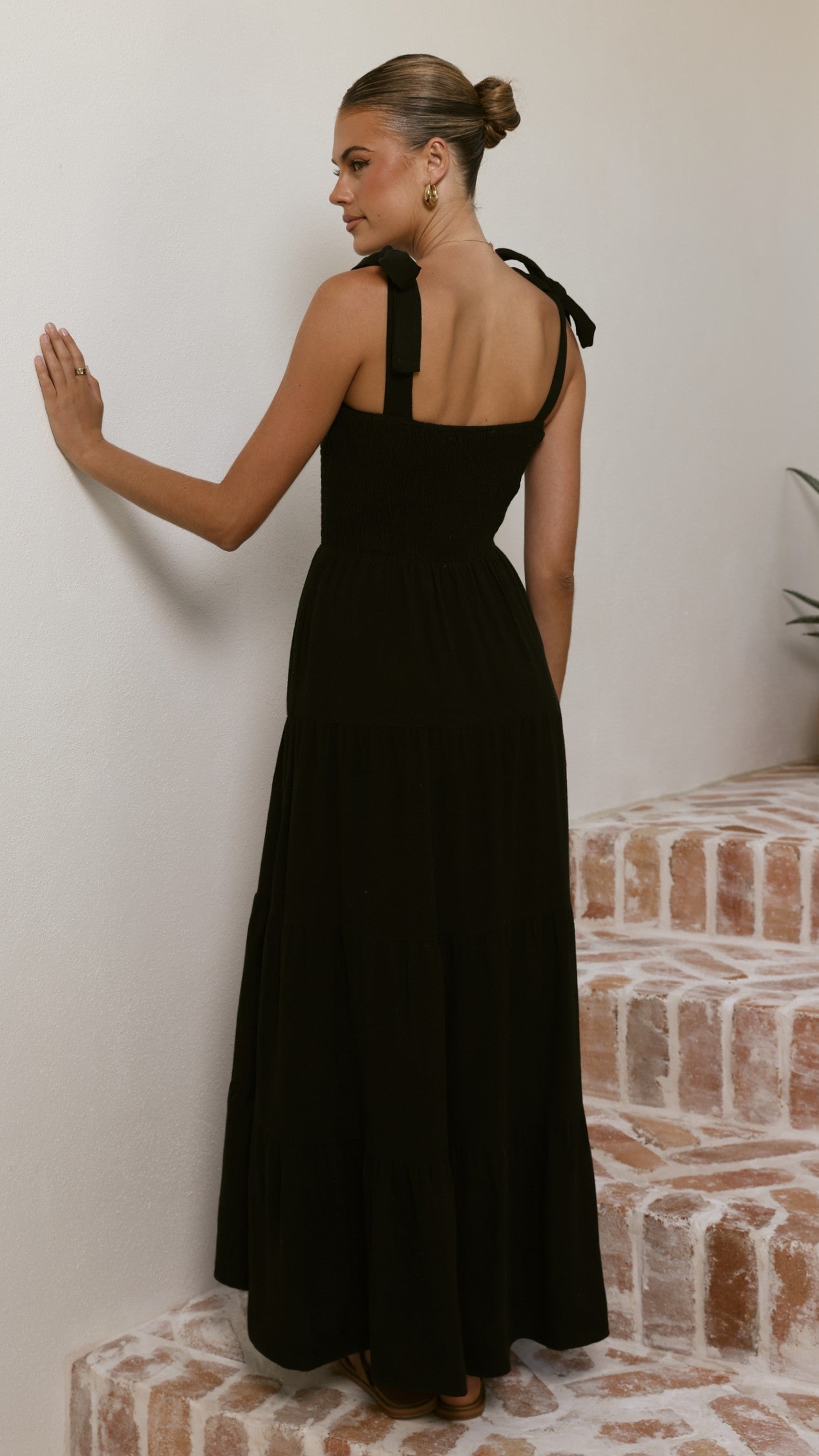 Carlina Tiered Maxi Dress - Black - Billy J