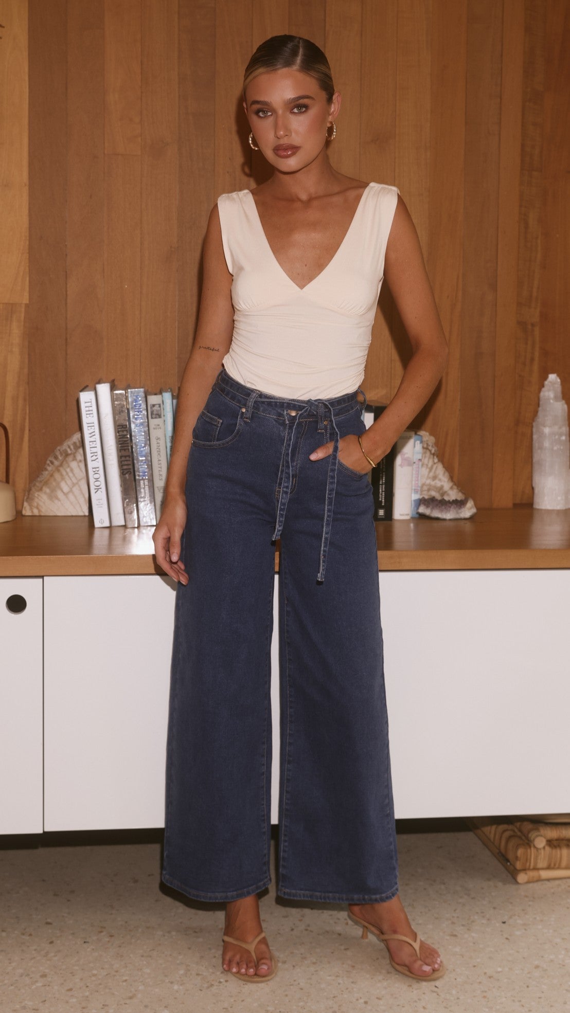 Nyra Wide Leg Jeans - Dark Denim - Billy J