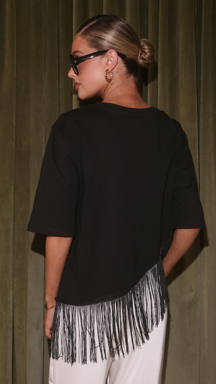 Lina Fringe Top - Black - Billy J