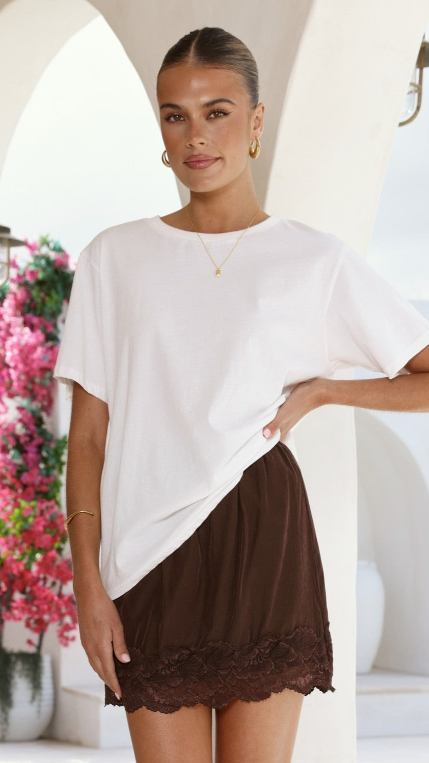 Davonne Lace Mini Skirt - Chocolate - Billy J