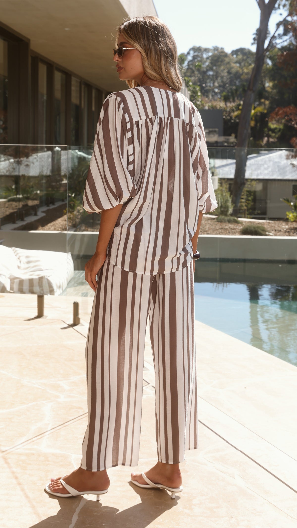 Millie Pants - Taupe/White Stripe - Billy J
