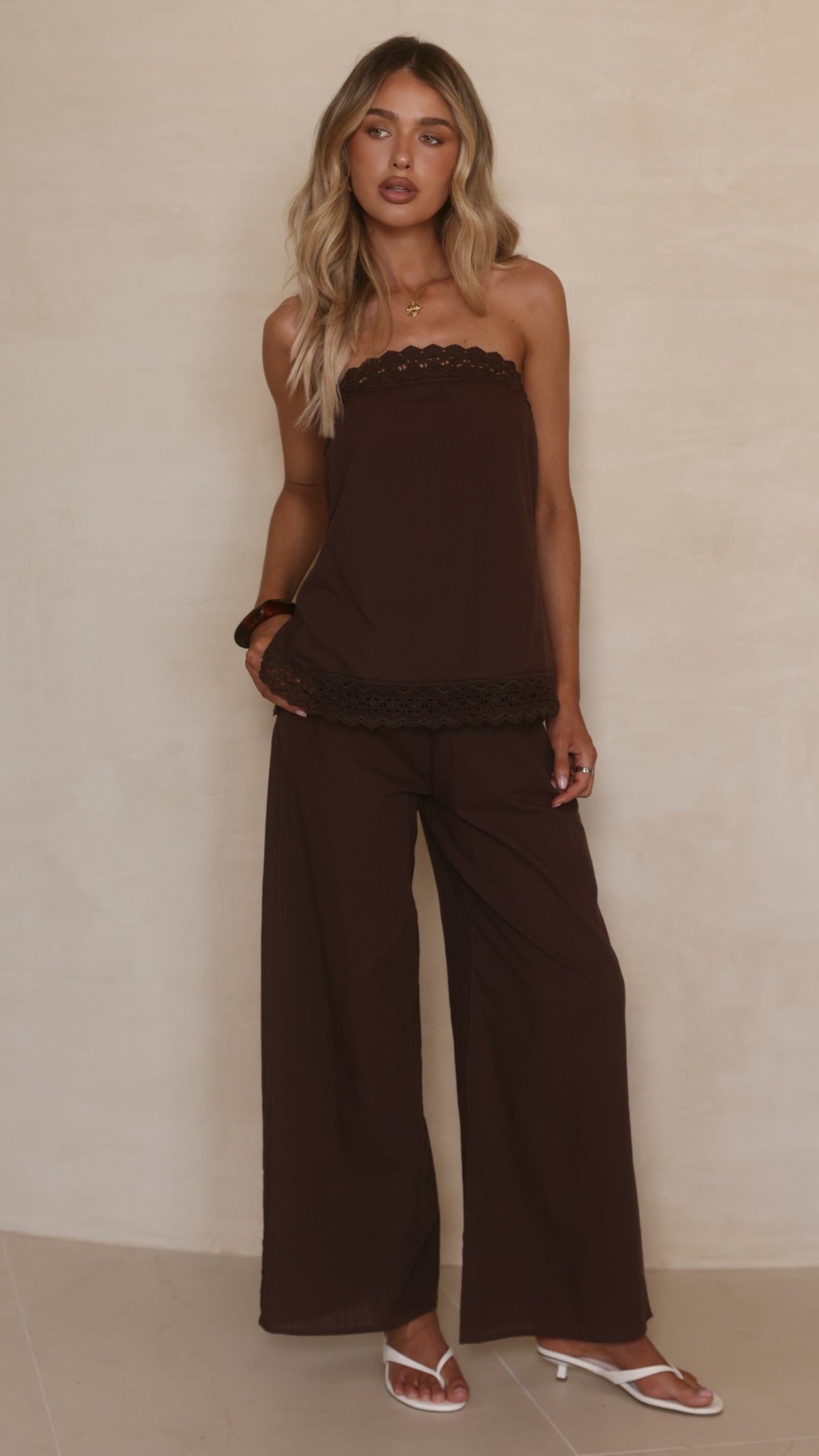 Luna Top and Pants Set - Chocolate - Billy J