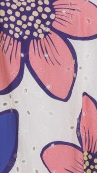 Maisie Eyelet Mini Dress - Botanic Blue/Pink Print - Billy J