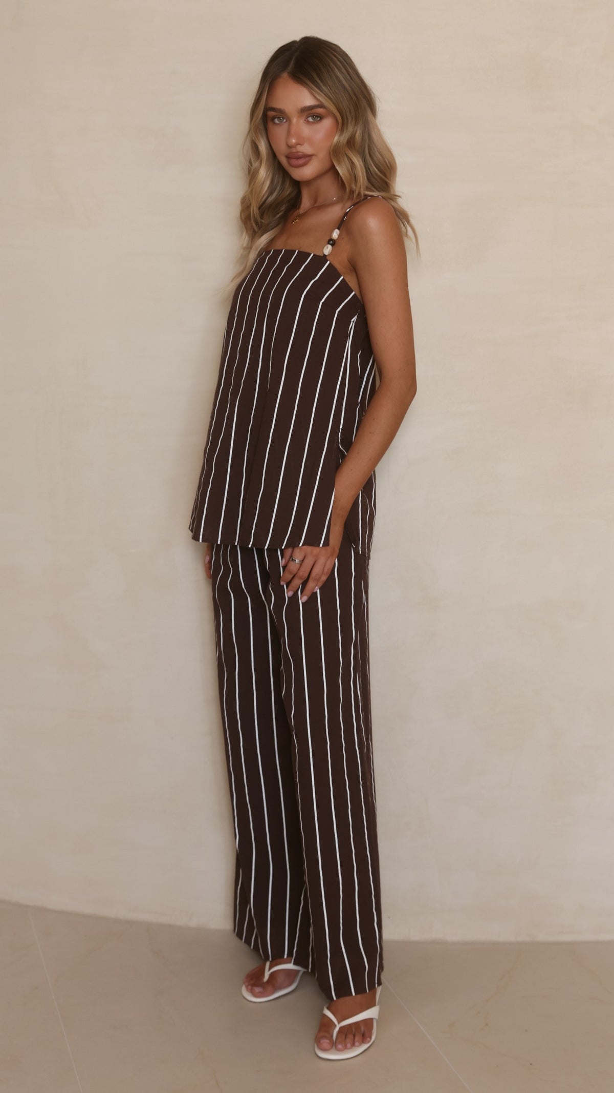 Rubi Top and Pants Set - Choc/White Stripe - Billy J