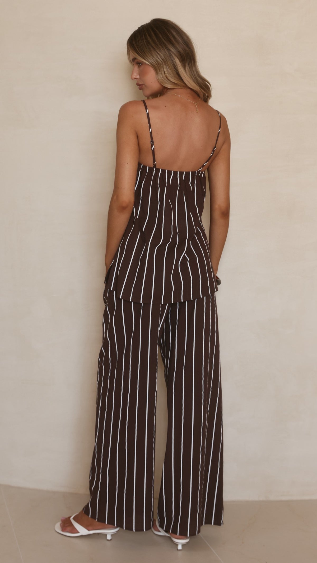 Rubi Top and Pants Set - Choc/White Stripe - Billy J