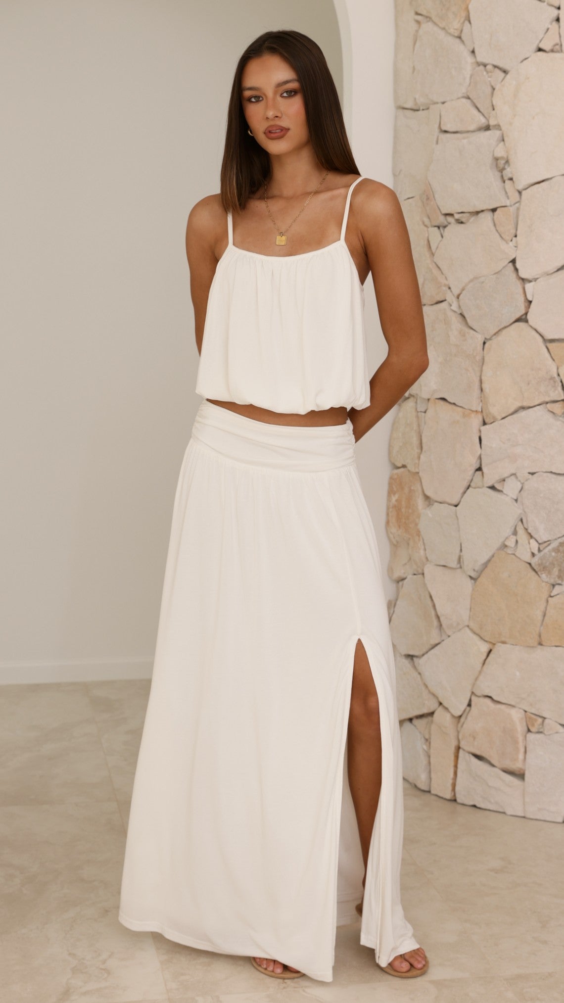 Stacie Maxi Skirt - White - Billy J