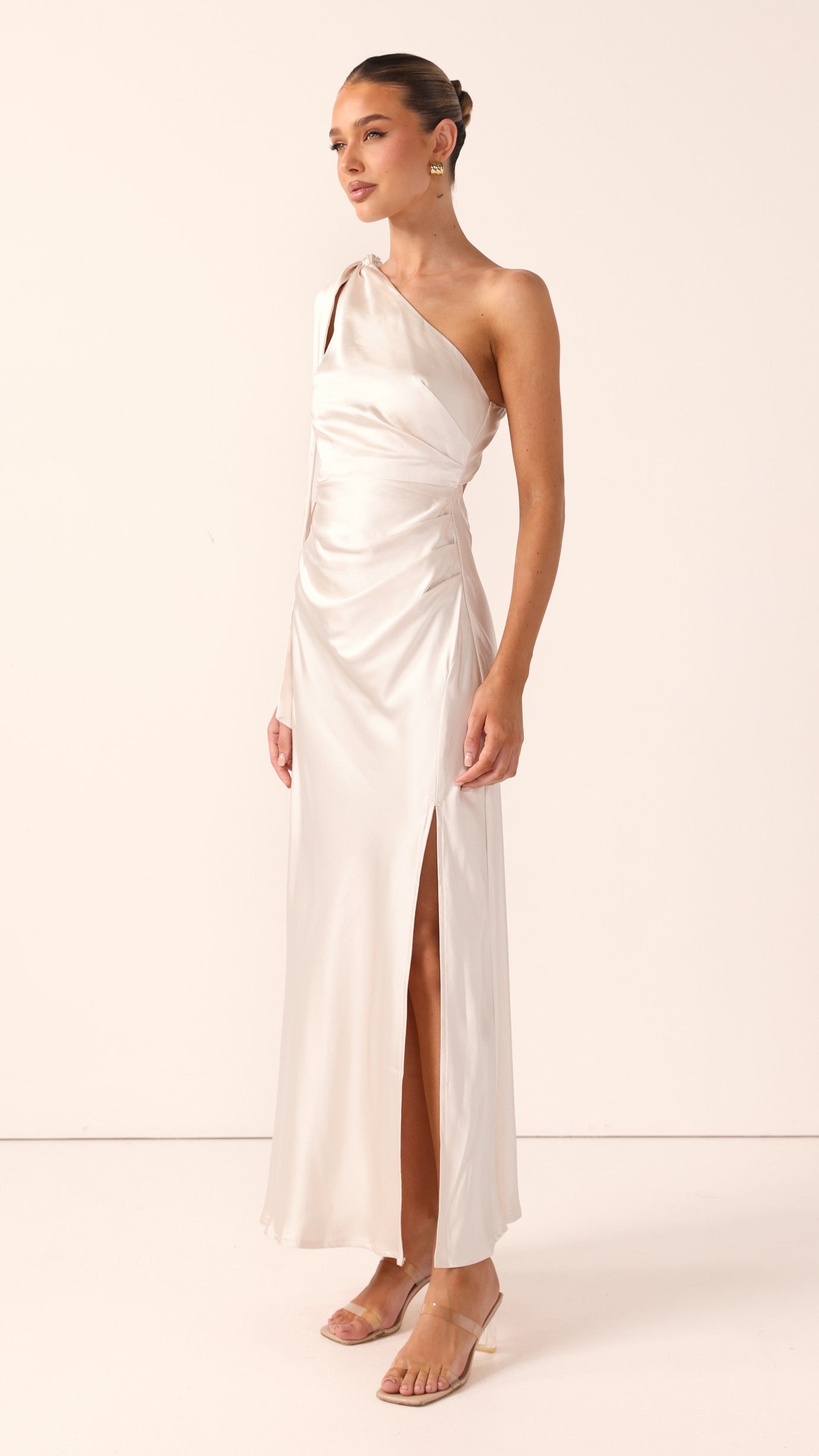 Halle One Shoulder Maxi Dress - Champagne - Billy J