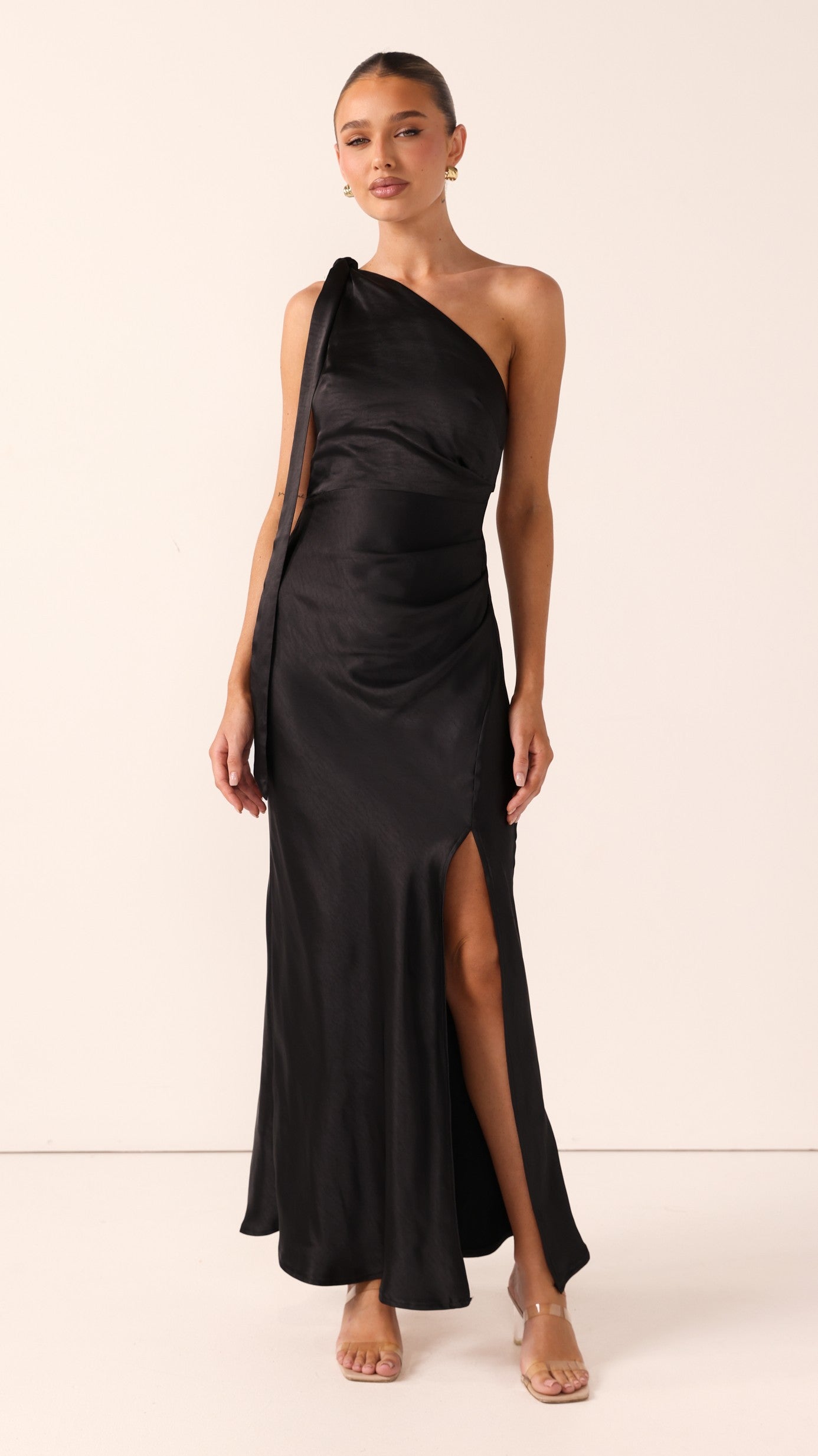 Halle One Shoulder Maxi Dress - Black - Billy J