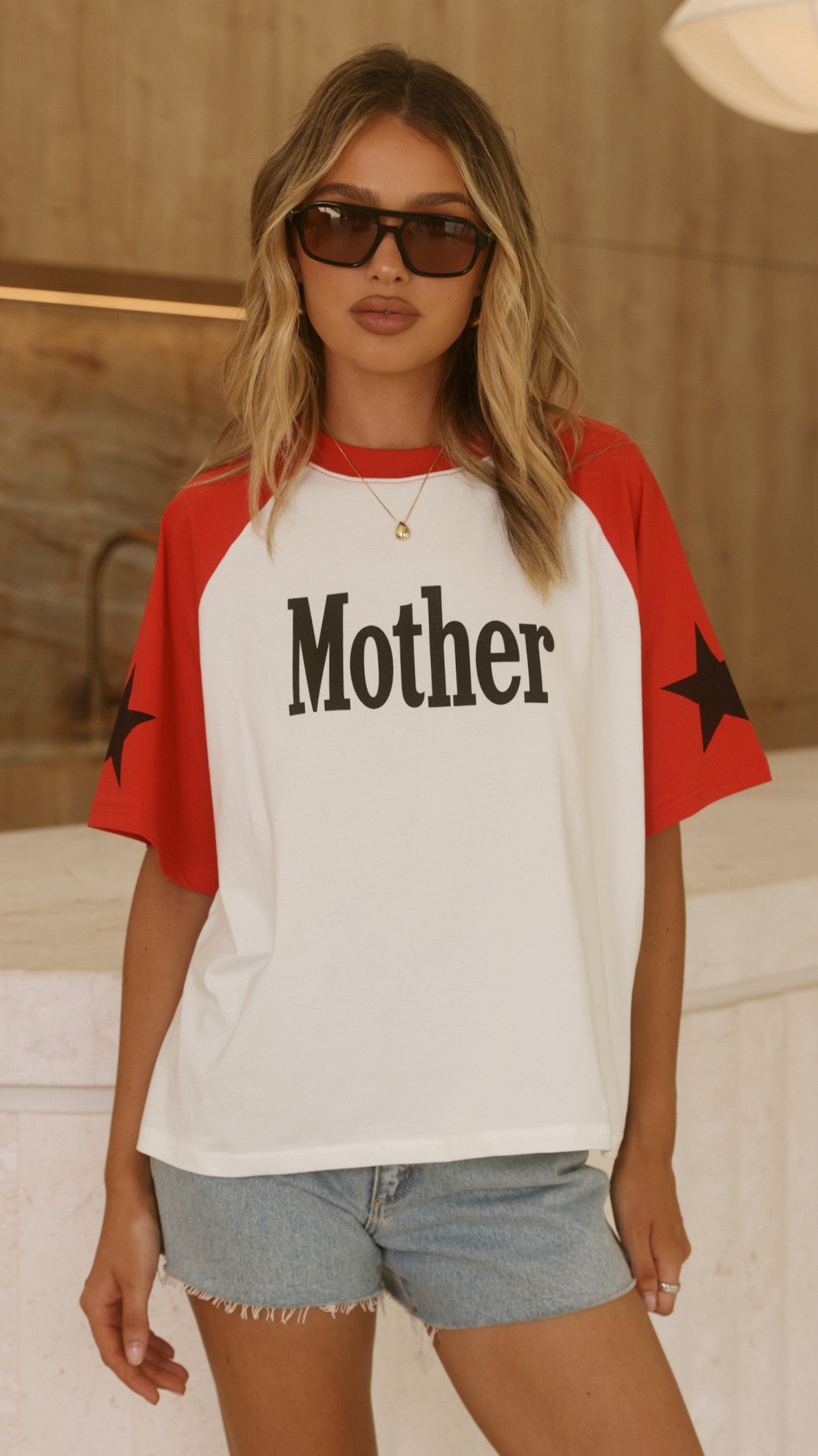 Mother Oversized T-Shirt - White/Red