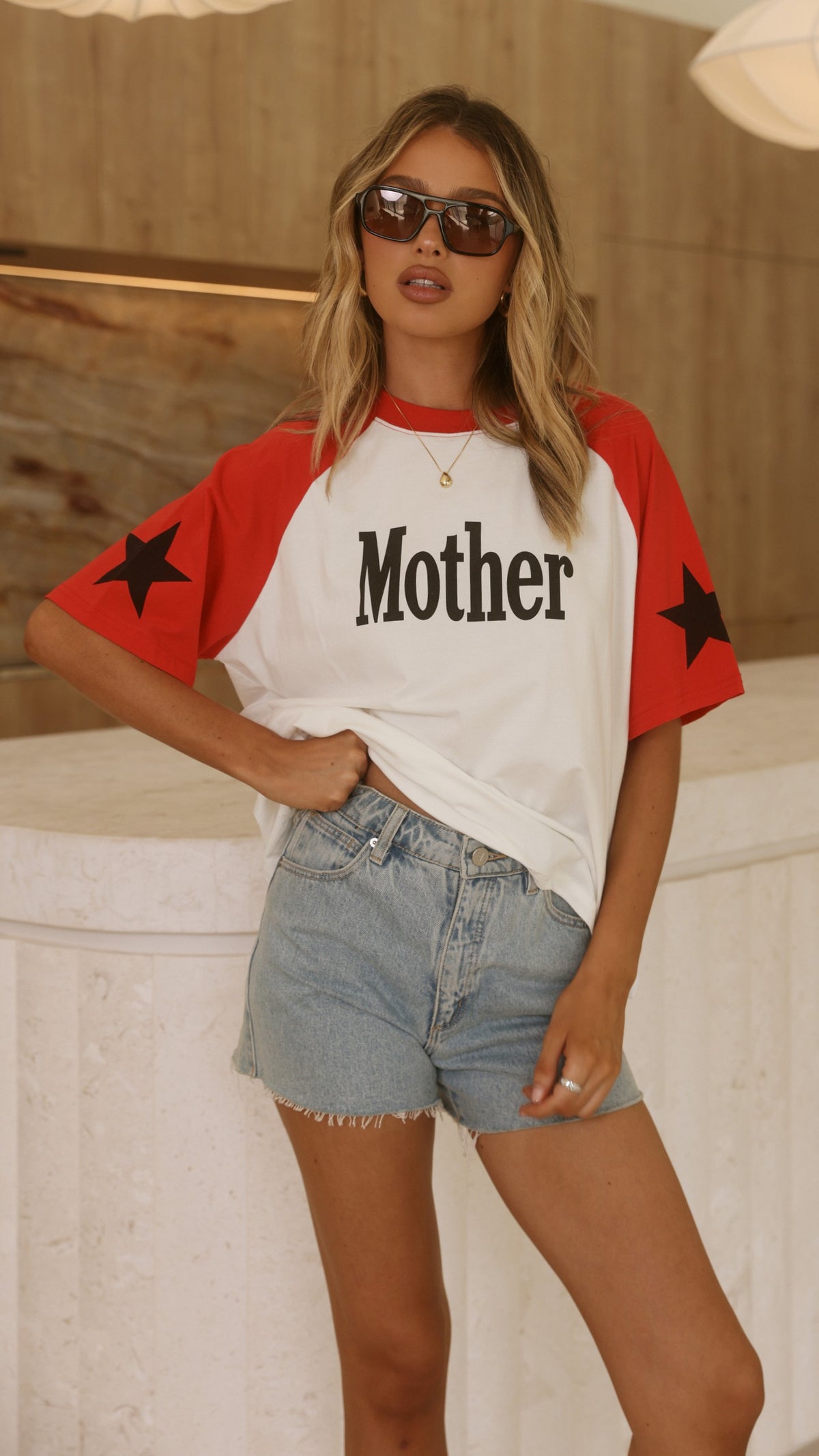 Mother Oversized T-Shirt - White/Red - Billy J