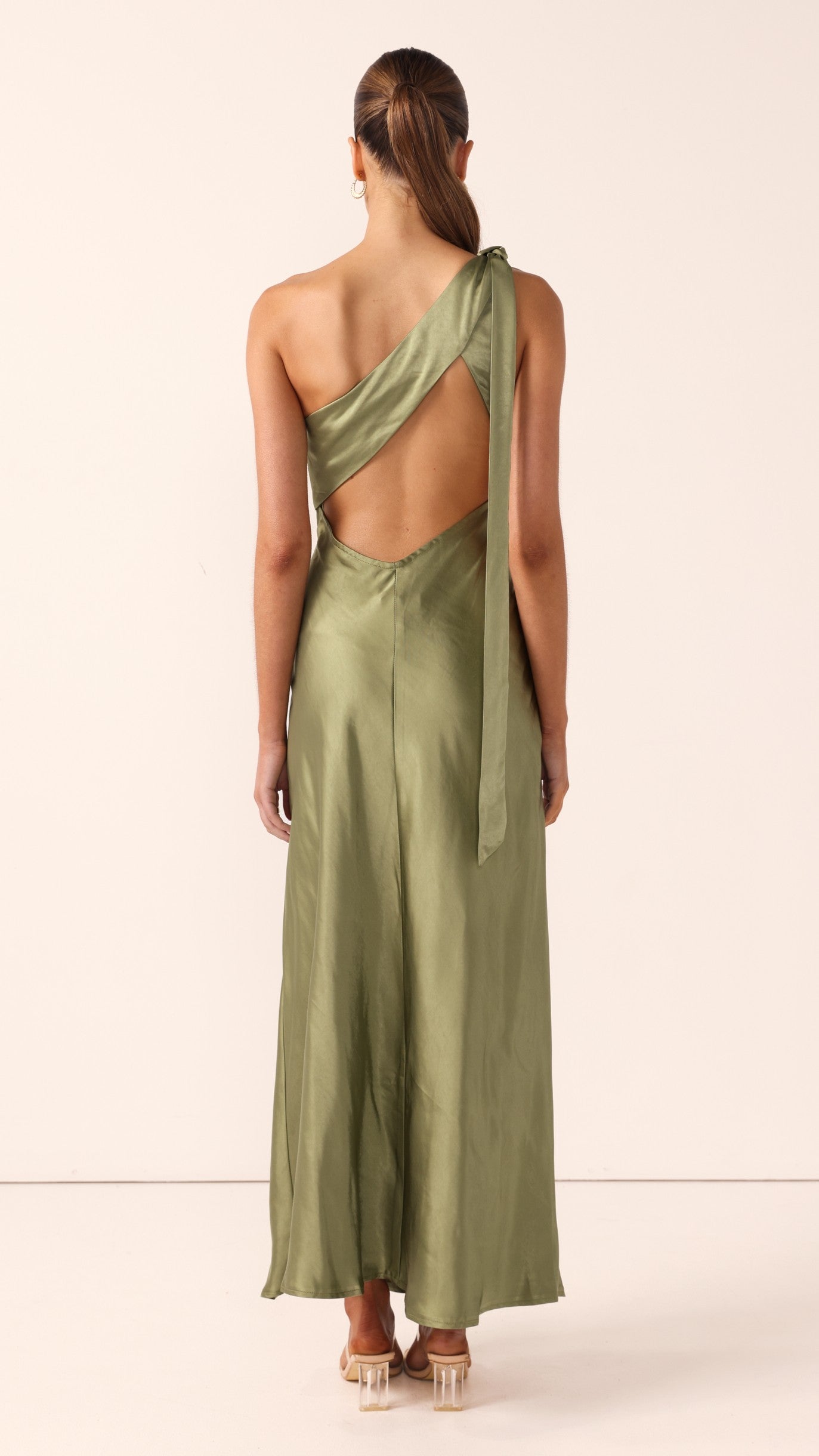 Halle One Shoulder Maxi Dress - Olive - Billy J