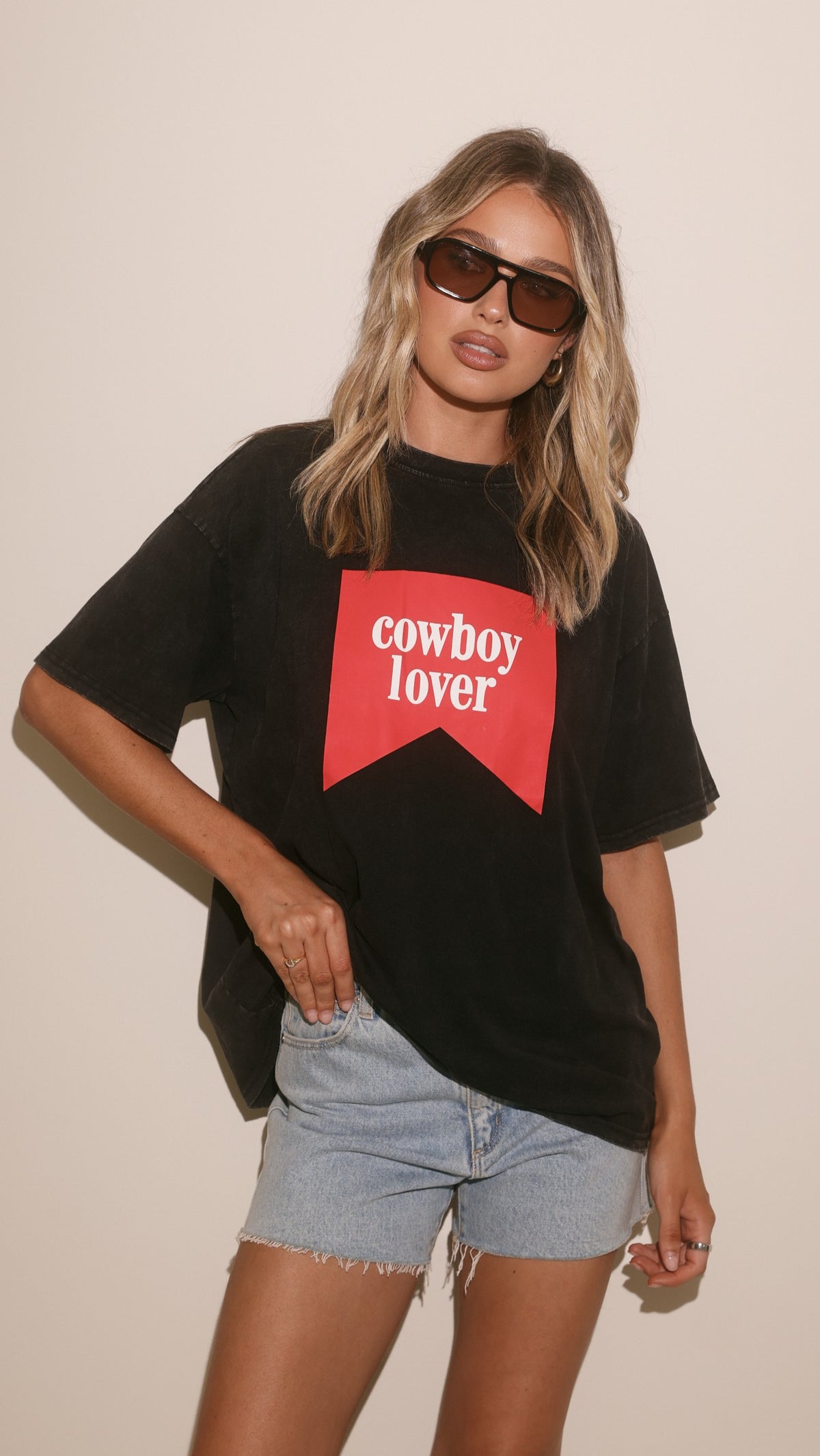 Cowboy Lover Oversized T-Shirt - Black - Billy J