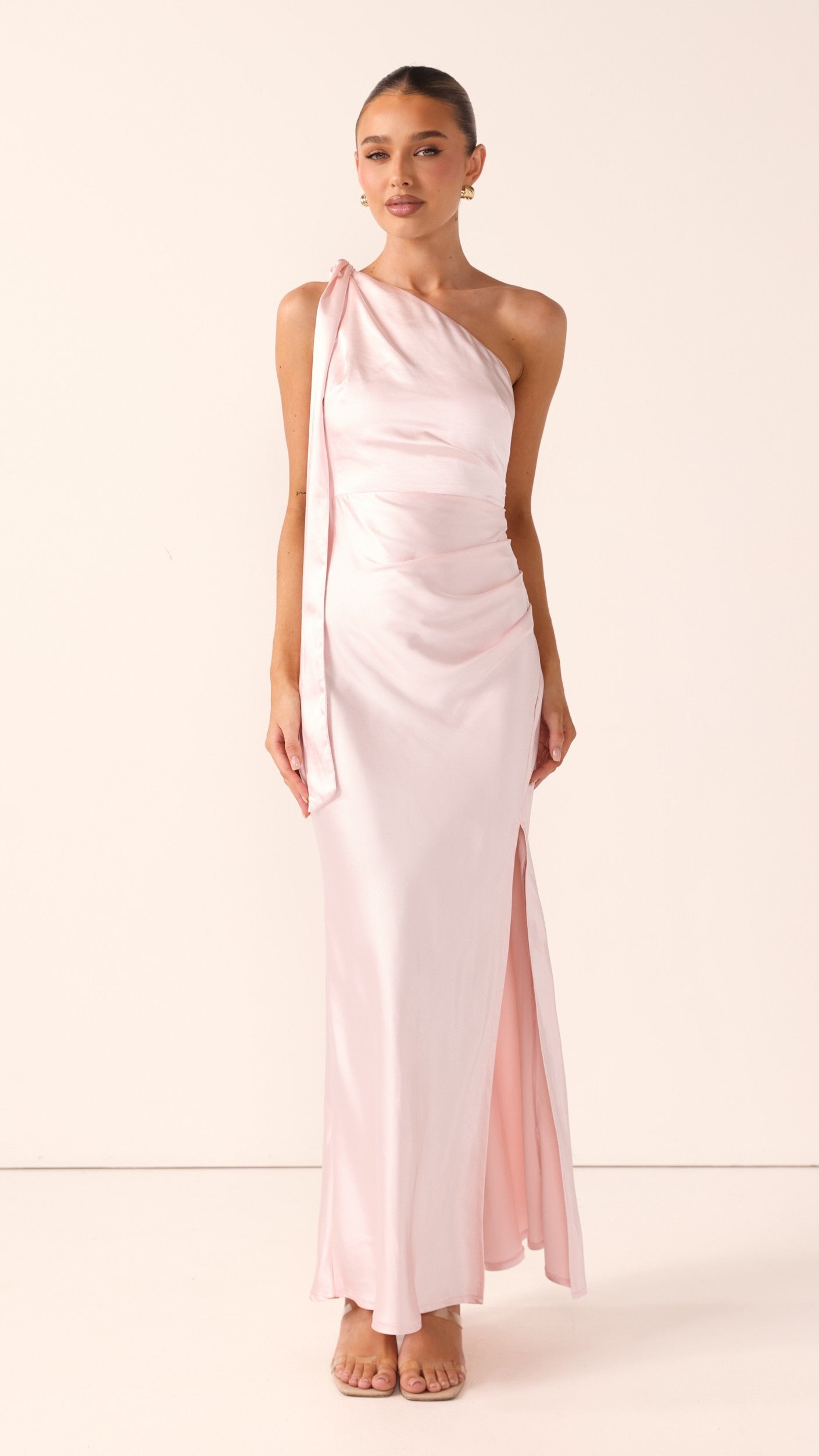 Halle One Shoulder Maxi Dress - Pink - Billy J
