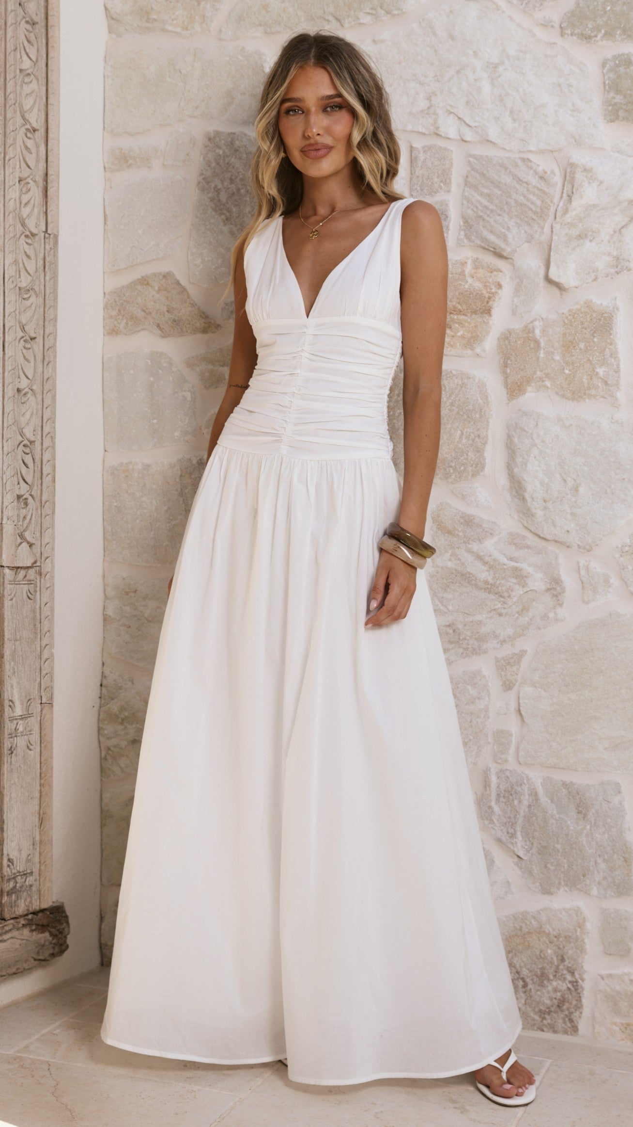 Sanya Maxi Dress - White - Billy J