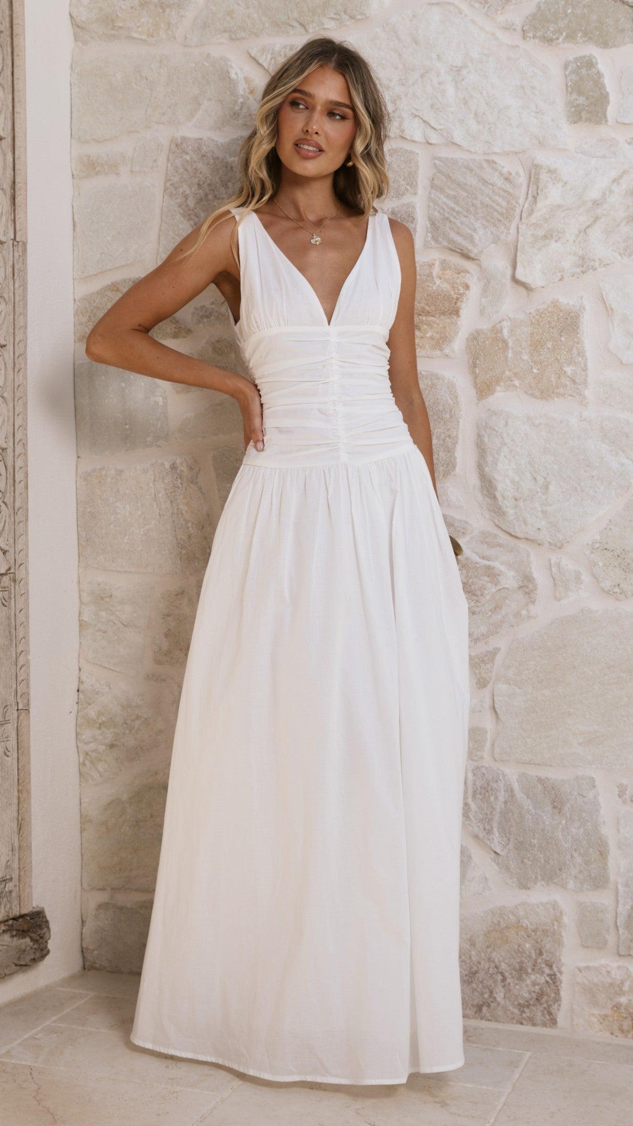 Sanya Maxi Dress - White - Billy J