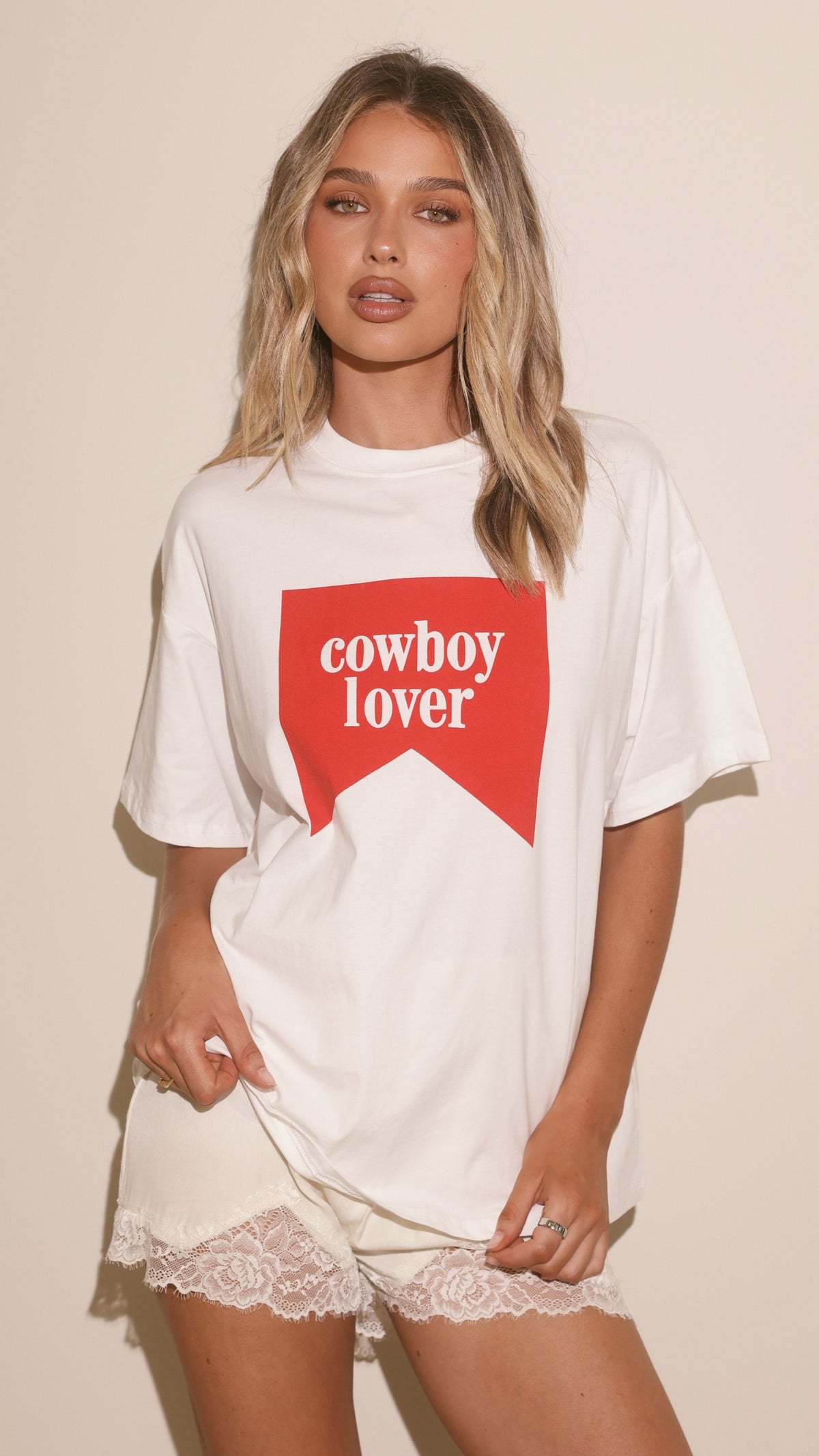 Cowboy Lover Oversized T-Shirt - White
