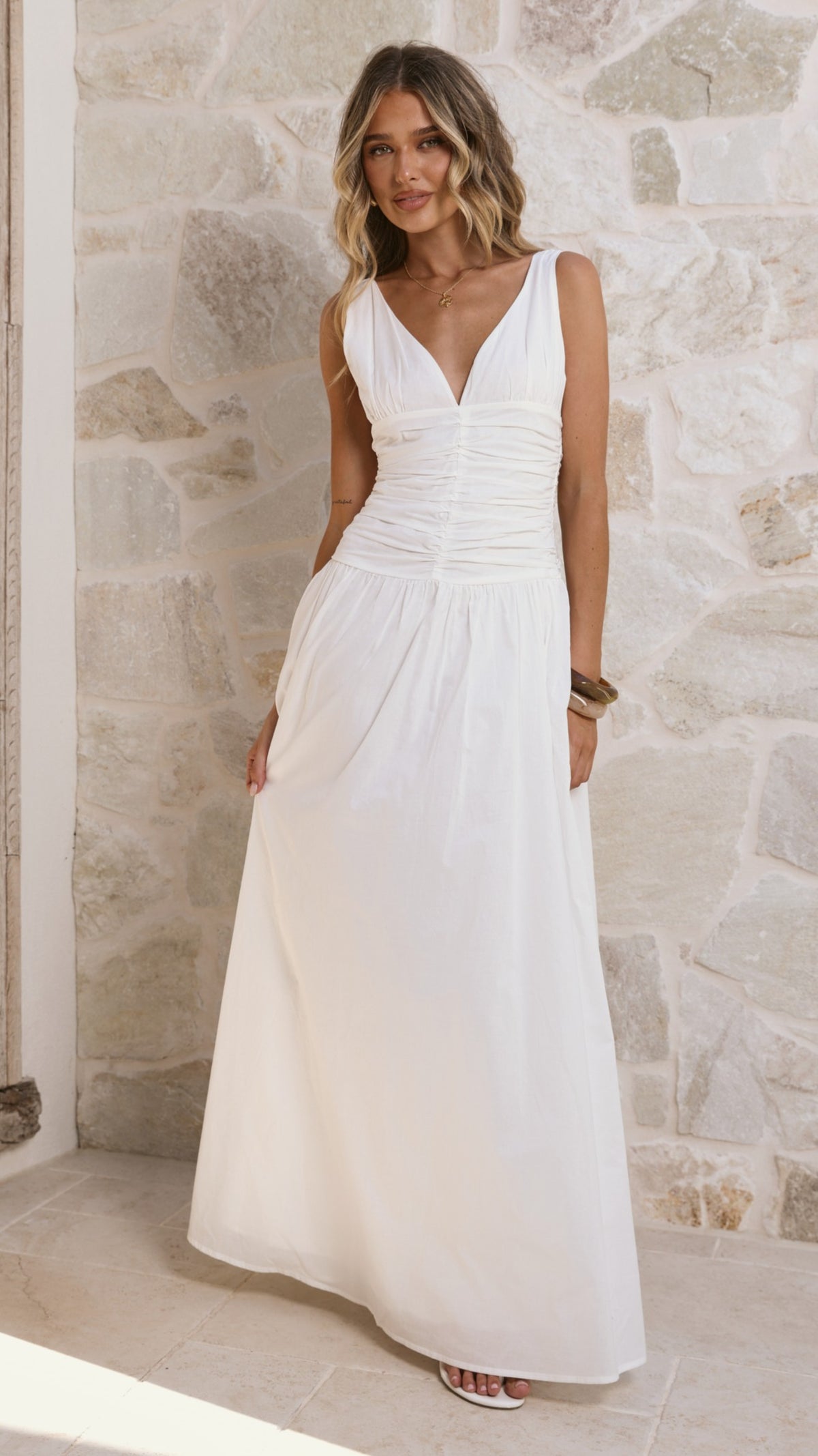 Sanya Maxi Dress - White - Billy J
