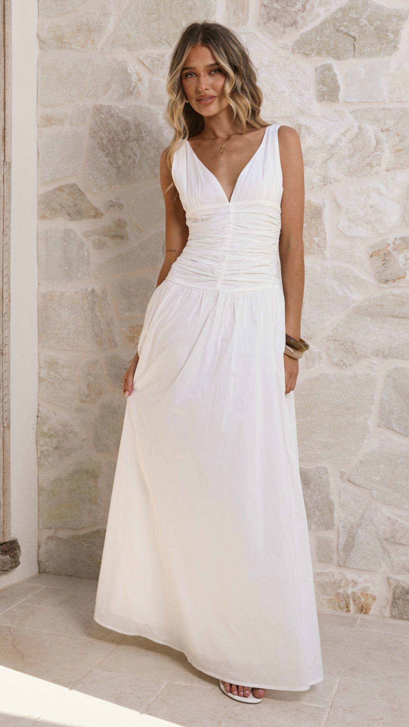 Sanya Maxi Dress - White - Billy J