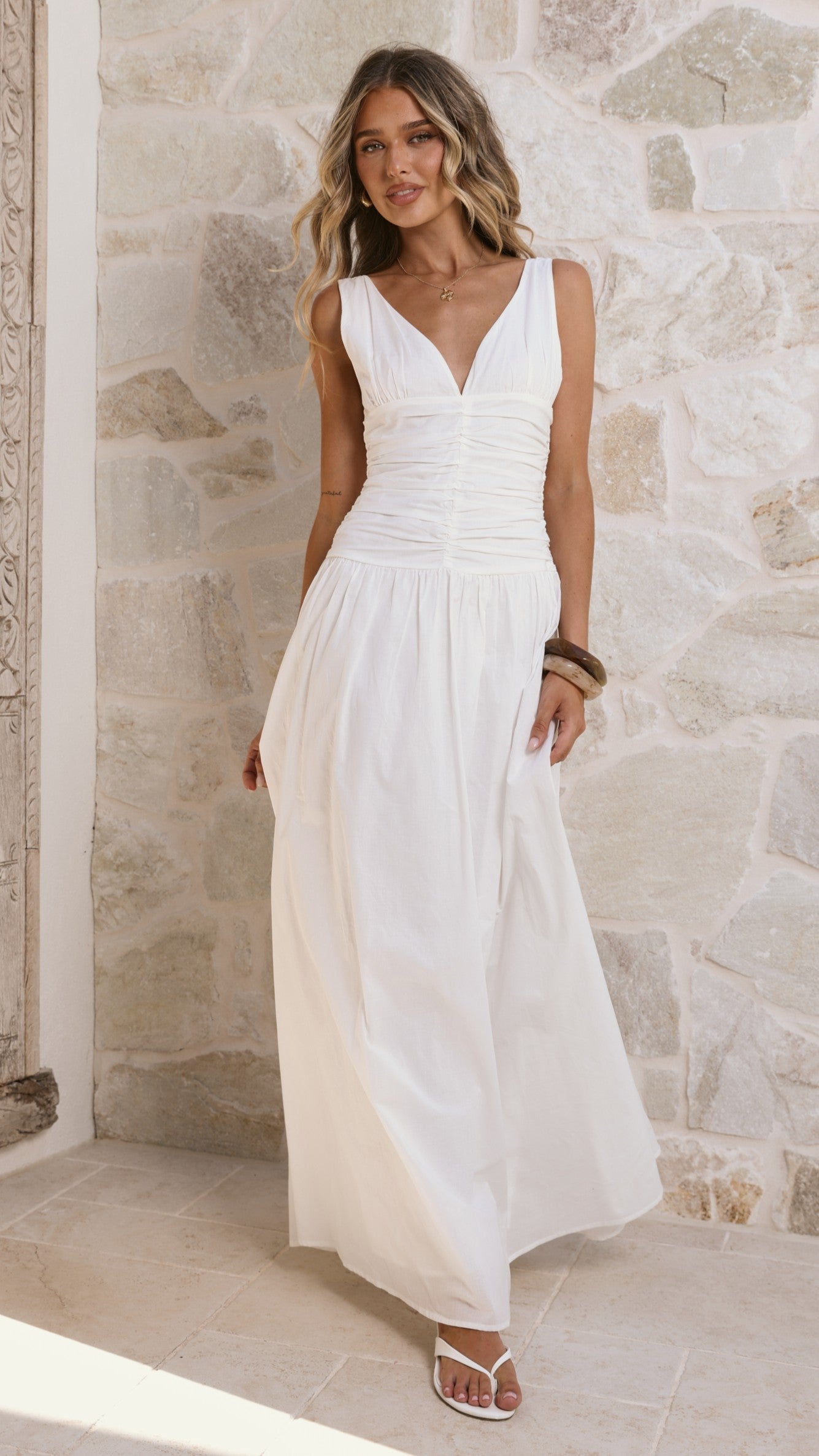 Sanya Maxi Dress - White - Billy J