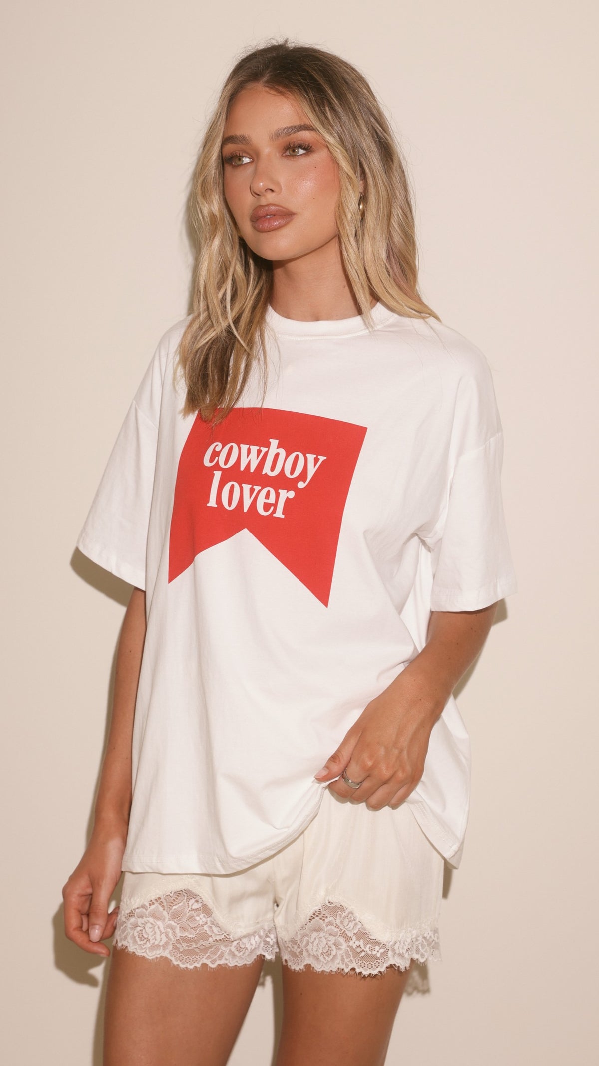 Cowboy Lover Oversized T-Shirt - White - Billy J