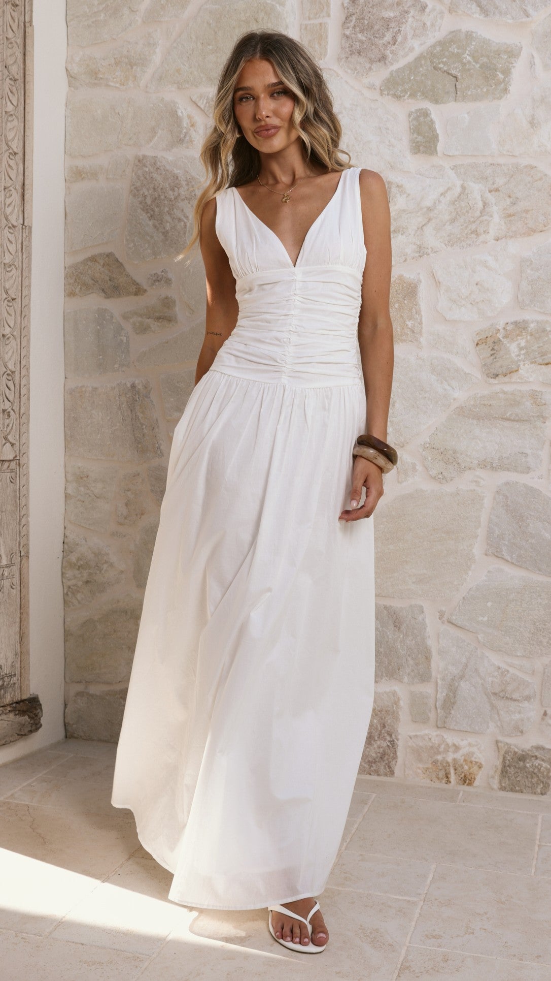 Sanya Maxi Dress - White - Billy J