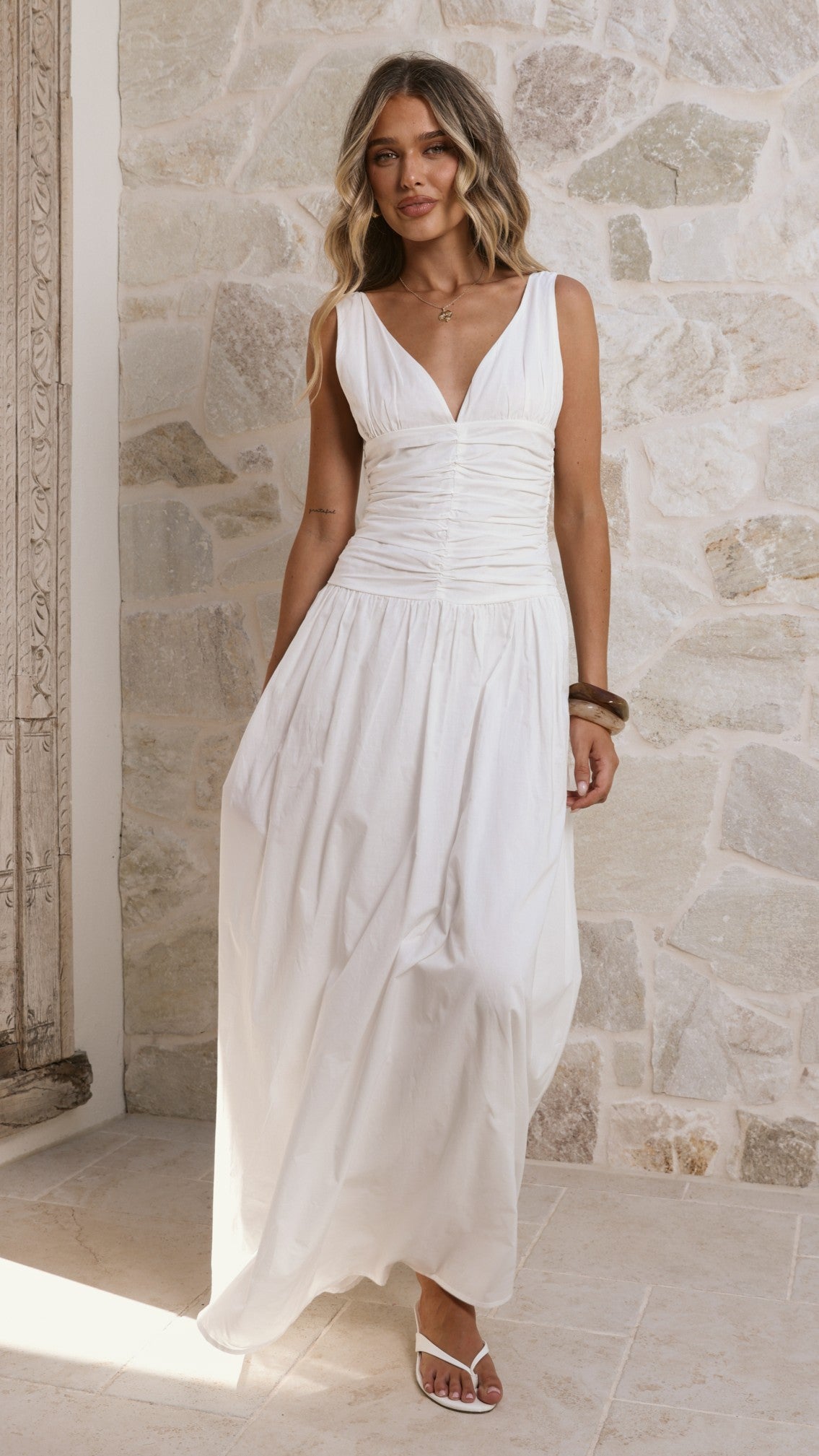 Sanya Maxi Dress - White - Billy J