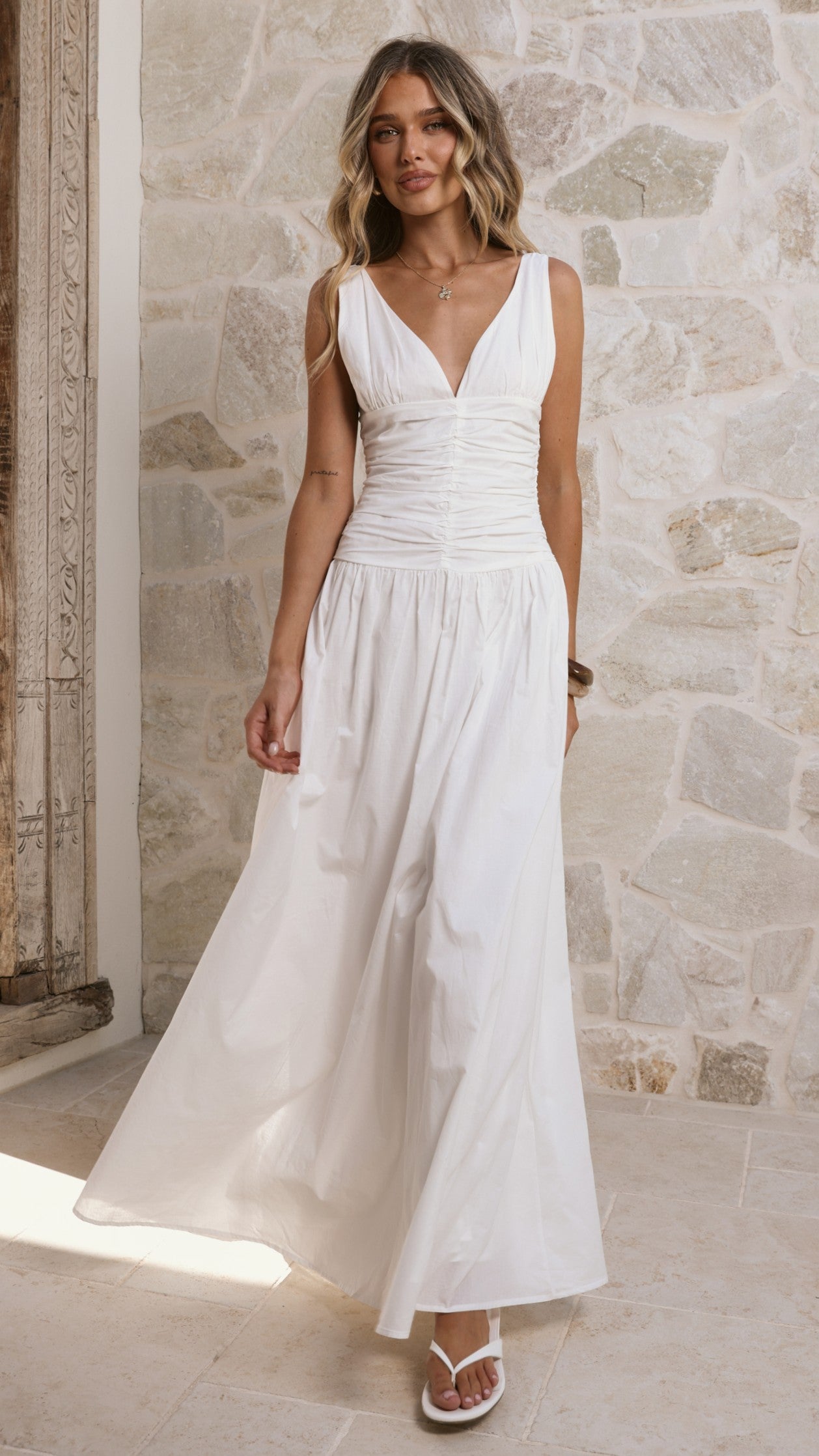 Sanya Maxi Dress - White - Billy J