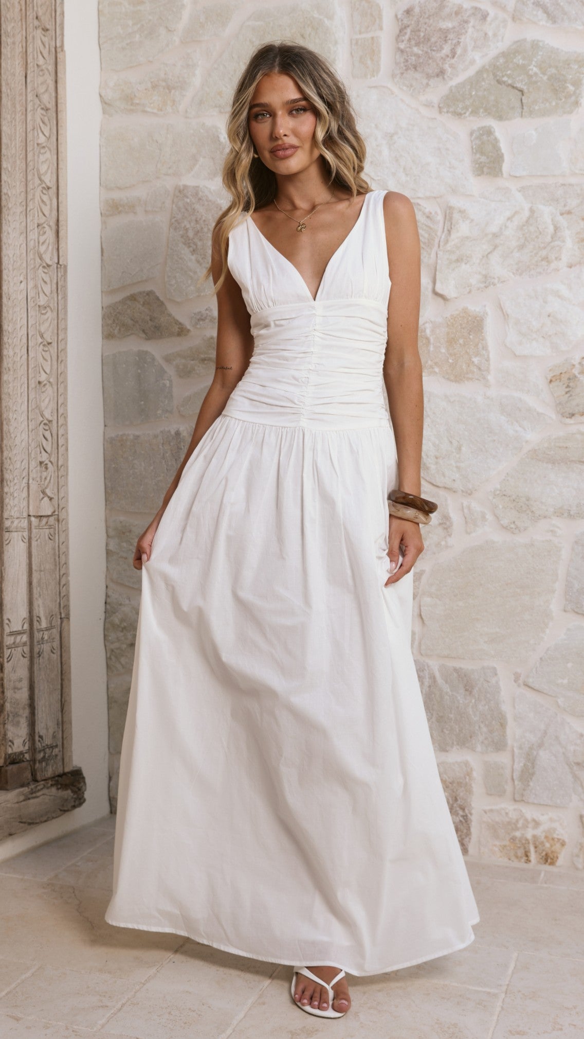 Sanya Maxi Dress - White - Billy J