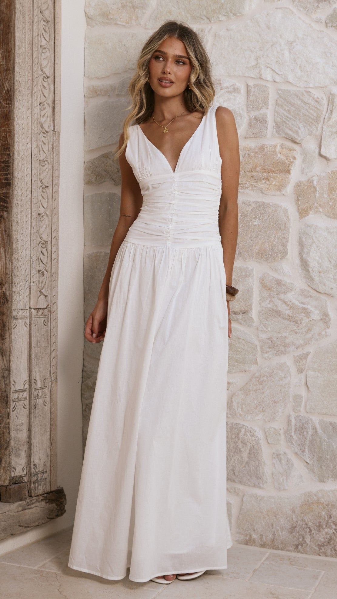 Sanya Maxi Dress - White - Billy J