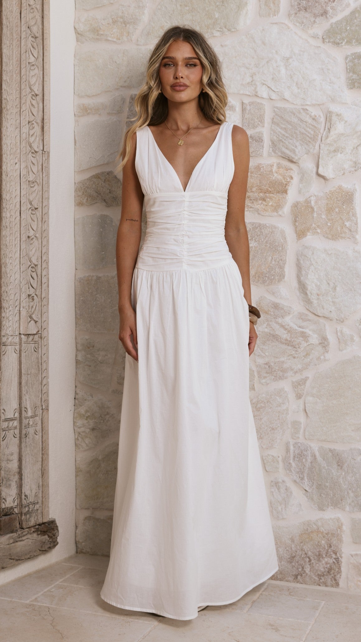 Sanya Maxi Dress - White - Billy J