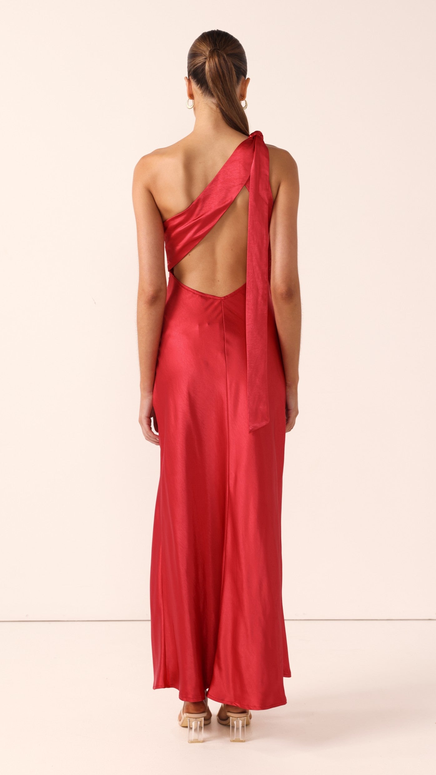 Halle One Shoulder Maxi Dress - Red - Billy J