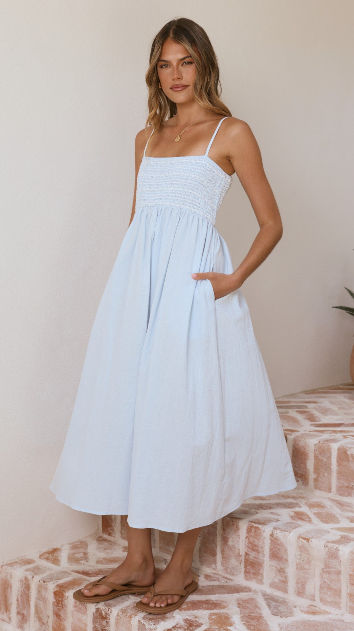 Kinsley Midi Dress - Blue - Billy J
