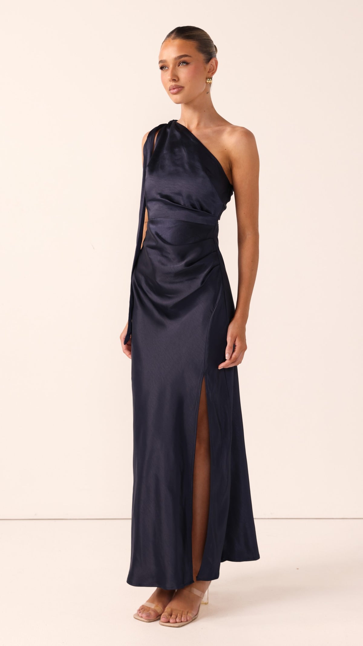 navy blue one shoulder maxi dress Halle - - Buy Women's Dresses Color:AS PHOTO(BLUE)