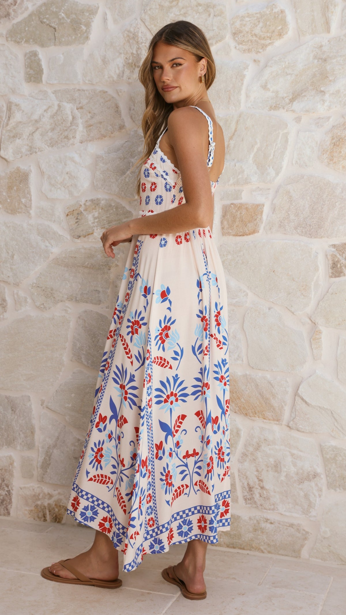 Michaela Maxi Dress - Blue/Red Floral - Buy Women's Dresses