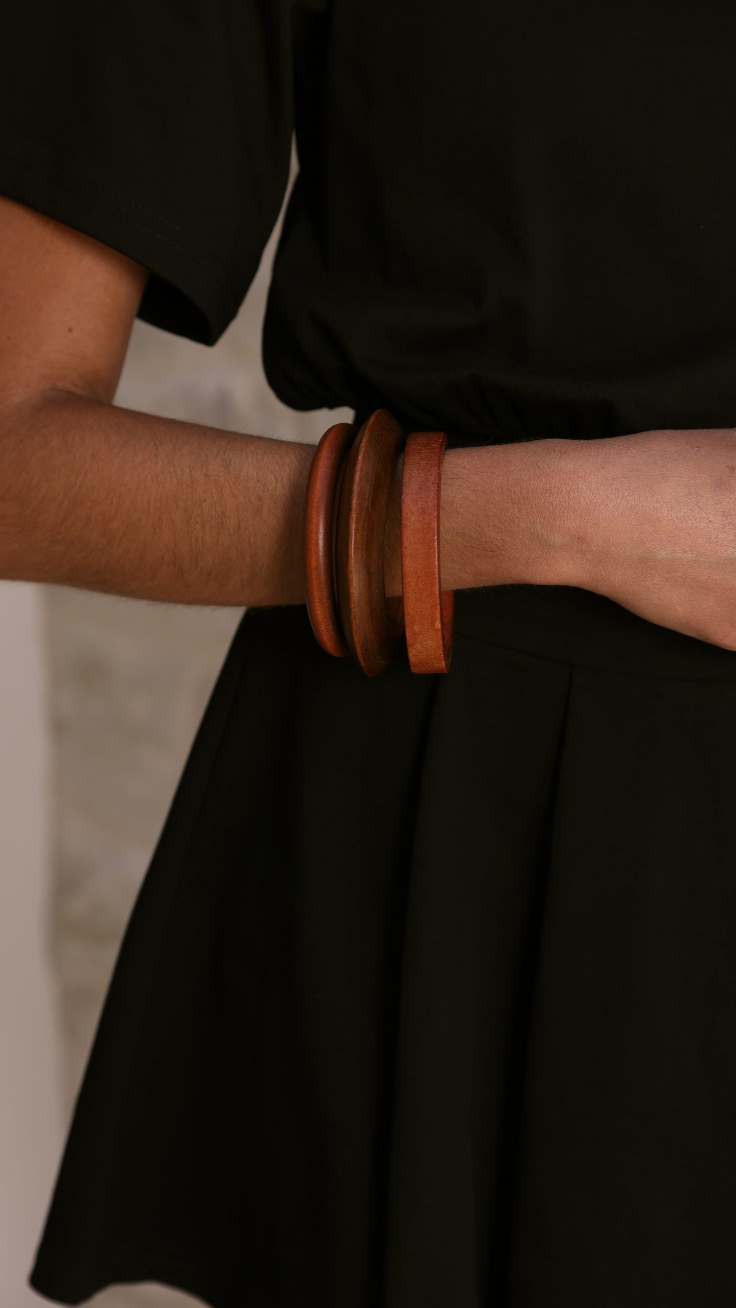 Trio Timber Bangle Set - Tan - Billy J