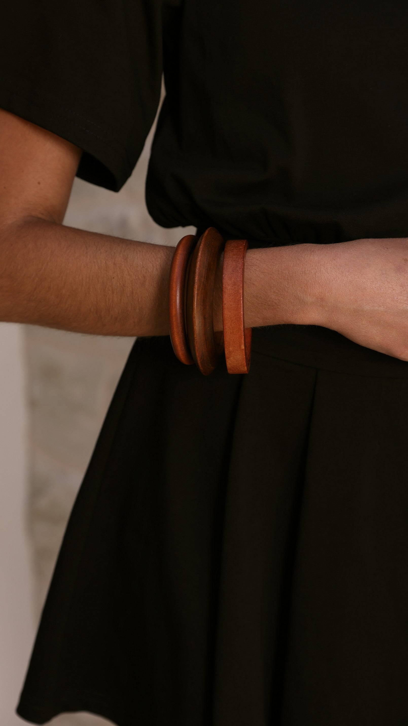 Trio Timber Bangle Set - Tan - Billy J