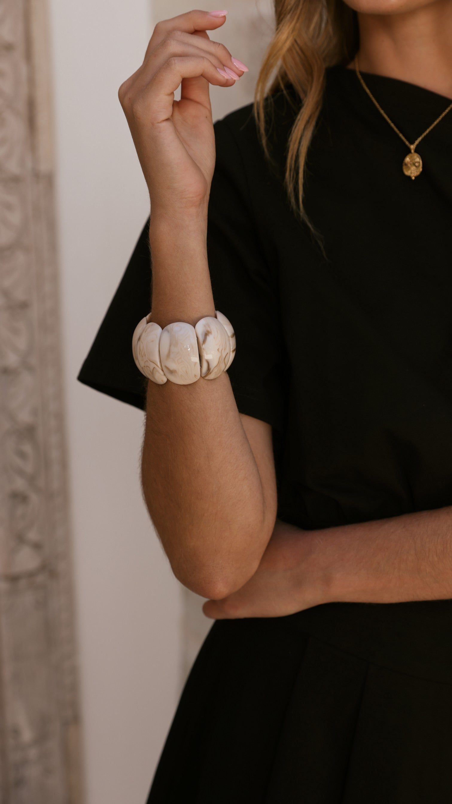 Whitney Stretch Bracelet - Cream Marble - Billy J