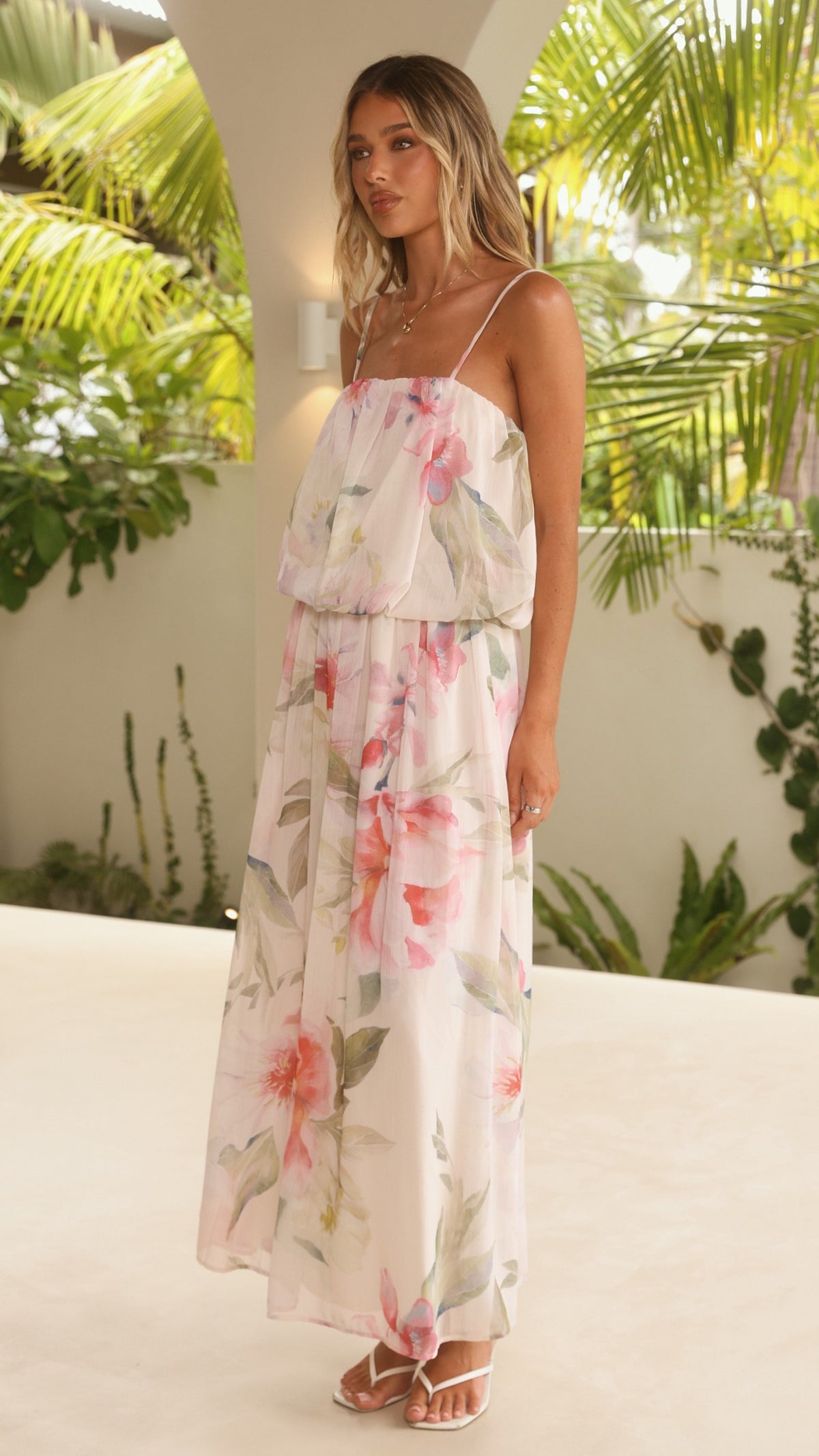 Sadira Maxi Dress - Pink/Green Floral - Billy J