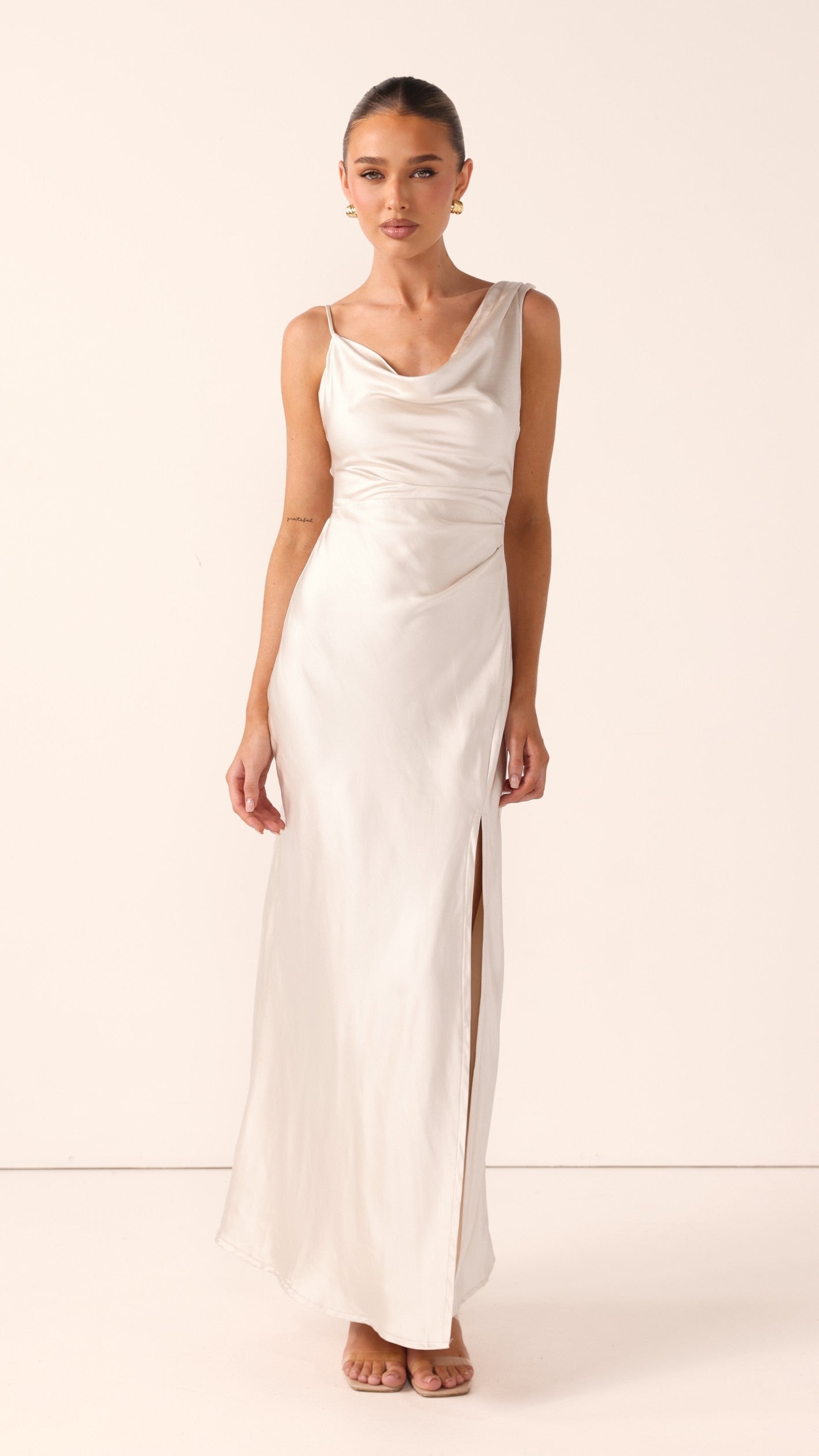 Iris Asymmetrical Maxi Dress - Champagne - Billy J