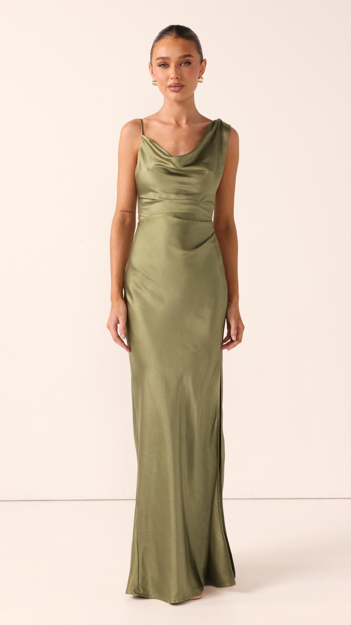 Iris Asymmetrical Maxi Dress - Olive - Billy J