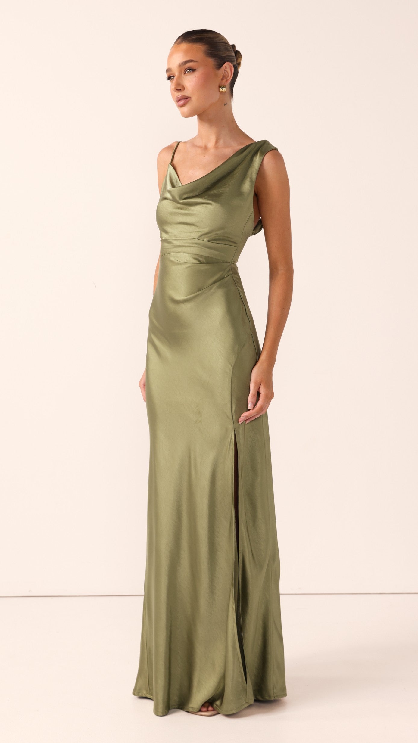 Iris Asymmetrical Maxi Dress - Olive - Billy J