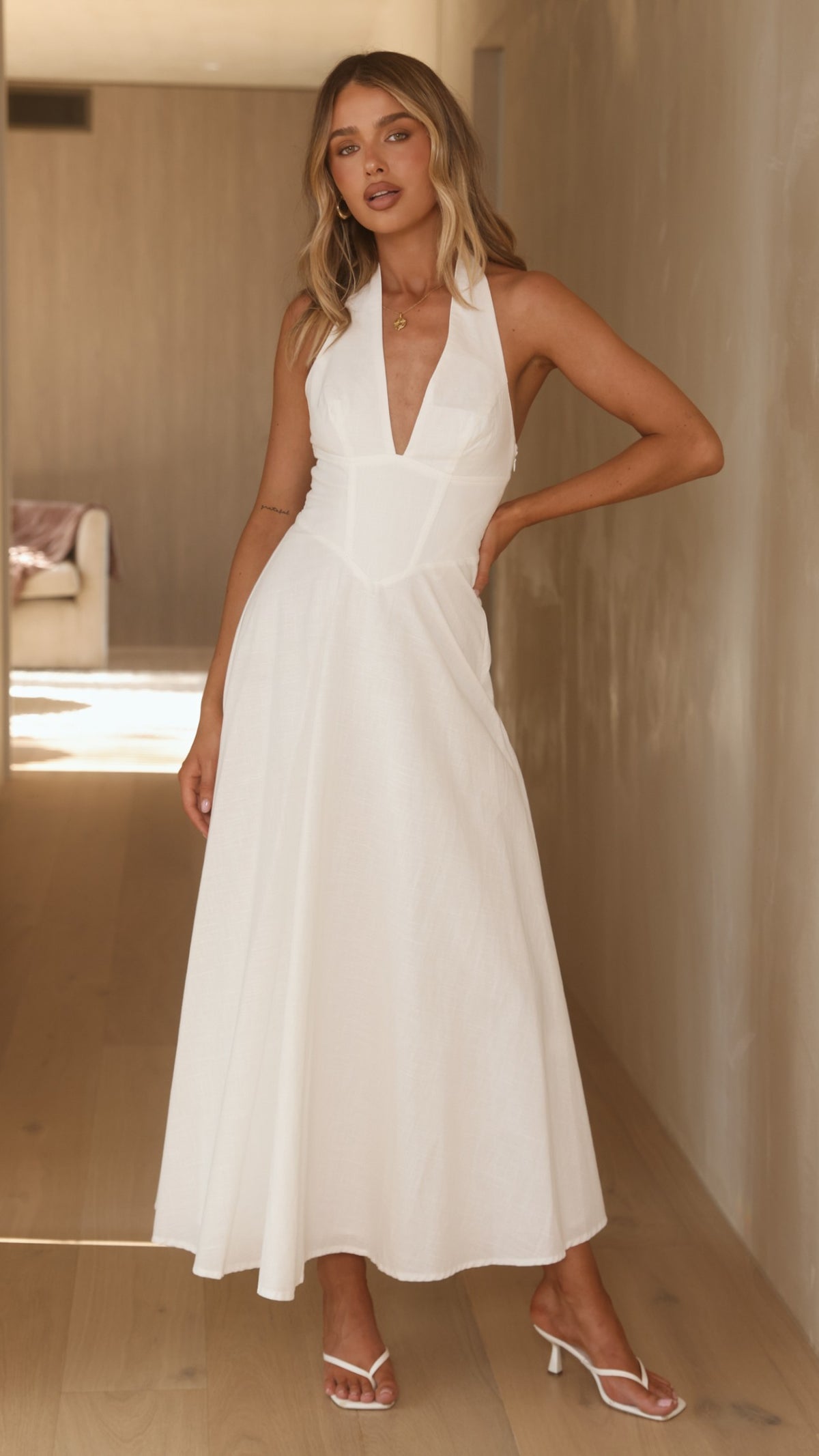 Skye Maxi Dress - White - Billy J